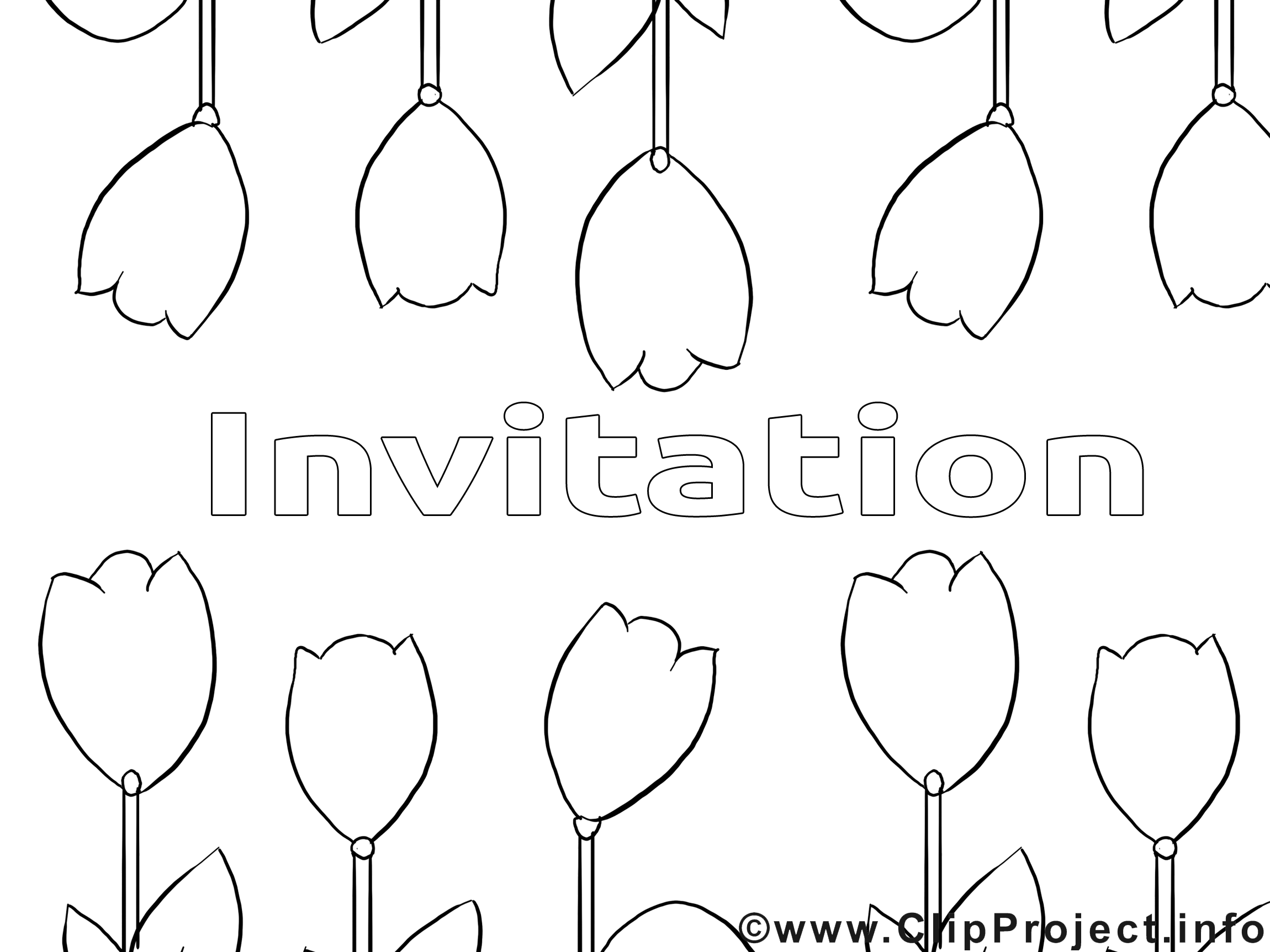 Tulipes images gratuites – Invitations à colorier