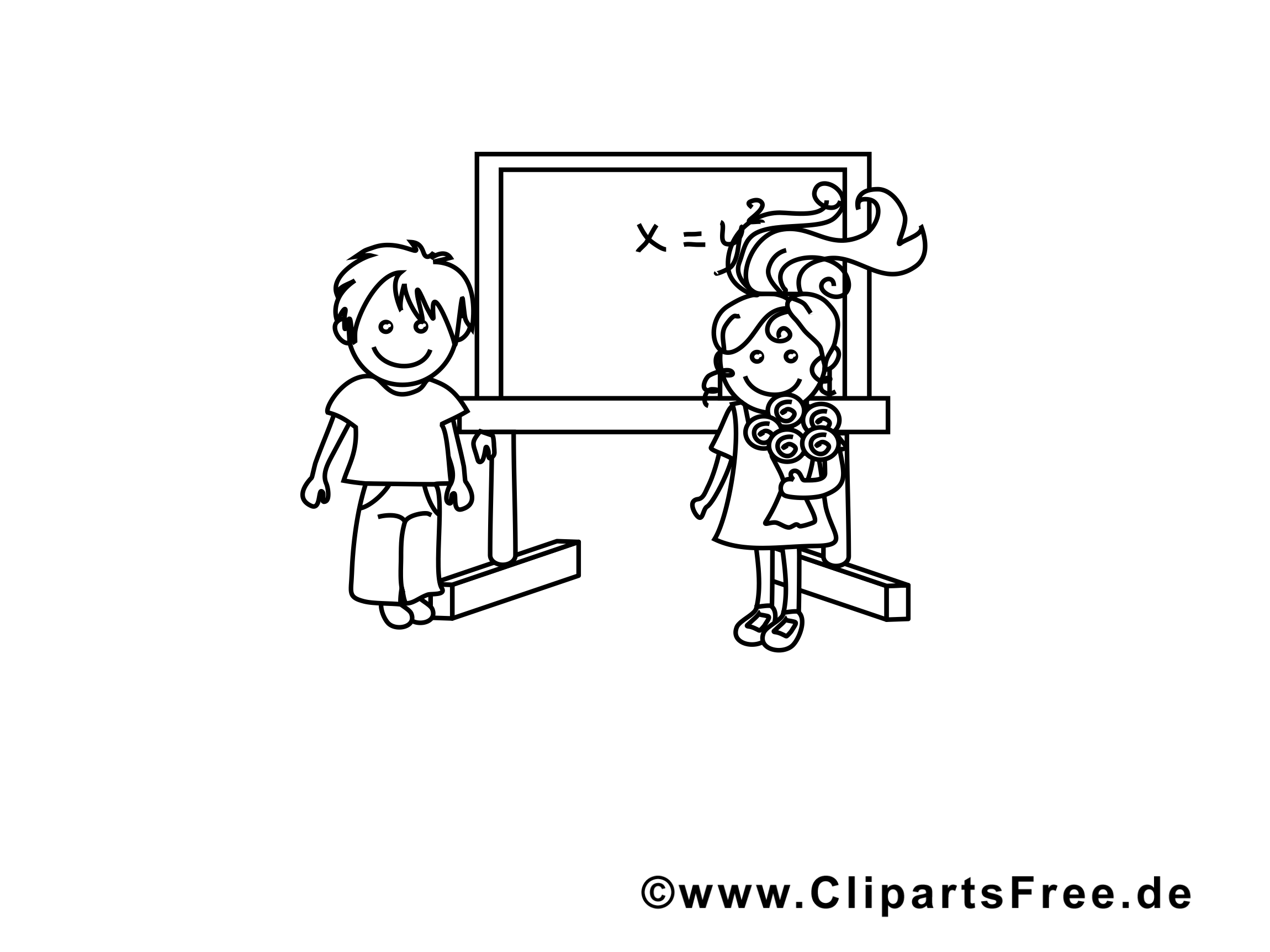 Classe clipart gratuit – École à colorier