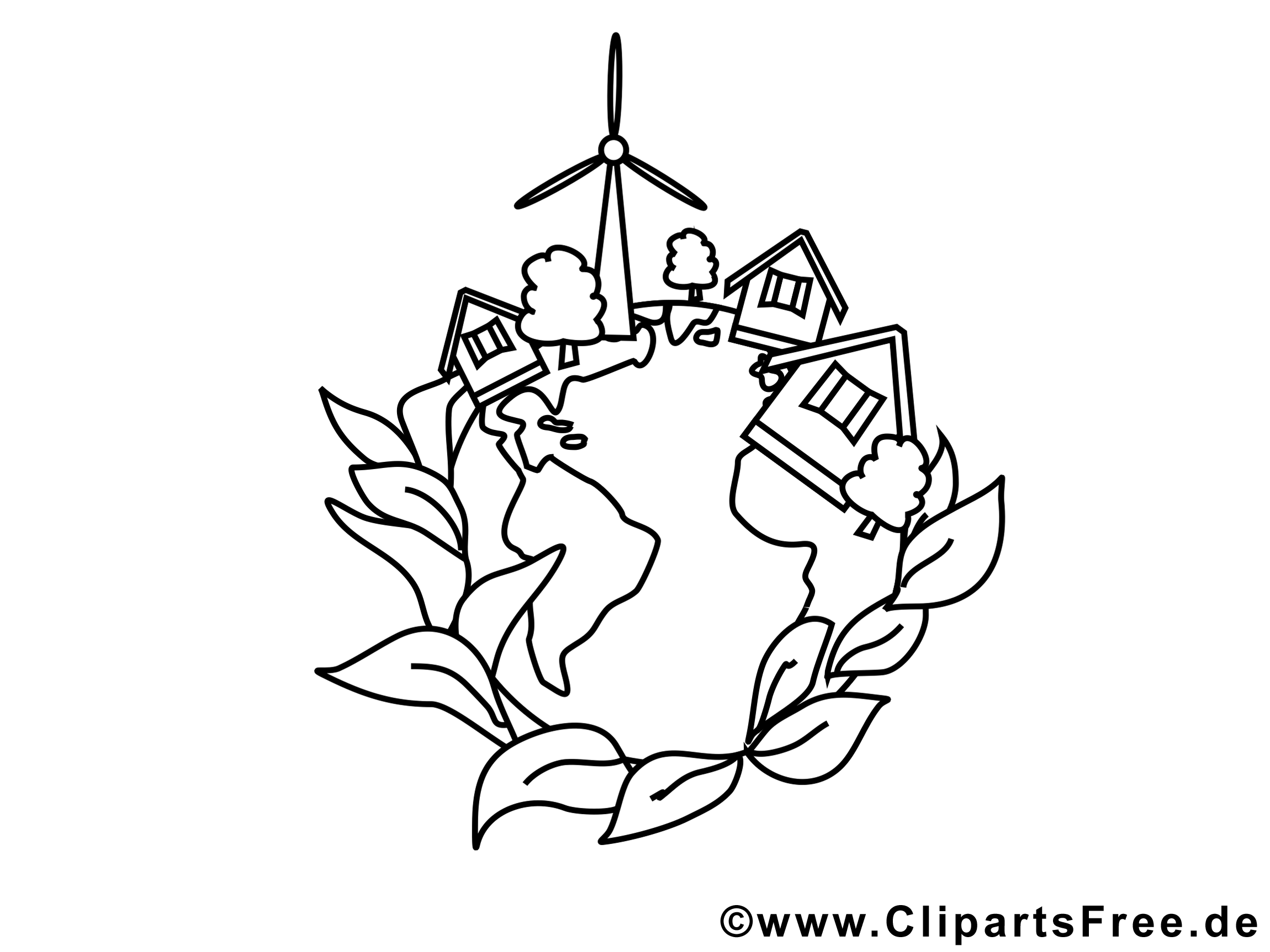 Village clipart – École dessins à colorier