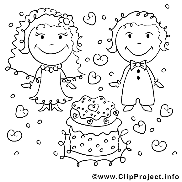 Coloriage gâteau mariage image à télécharger