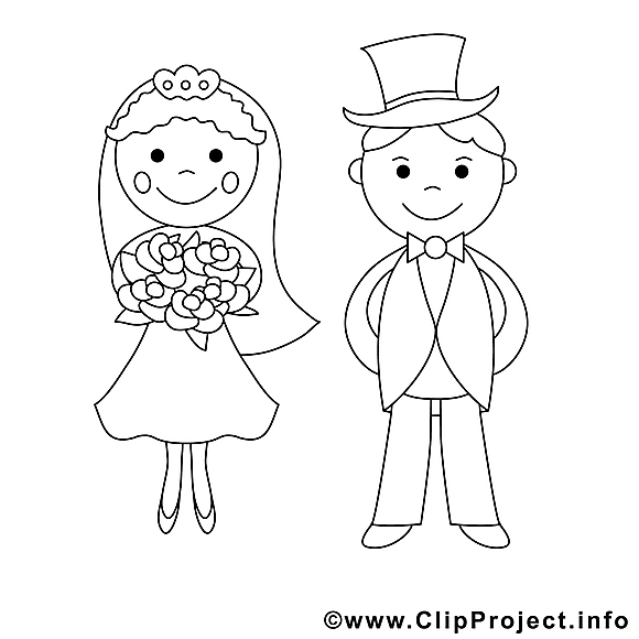 Couple dessin gratuit – Mariage à colorier