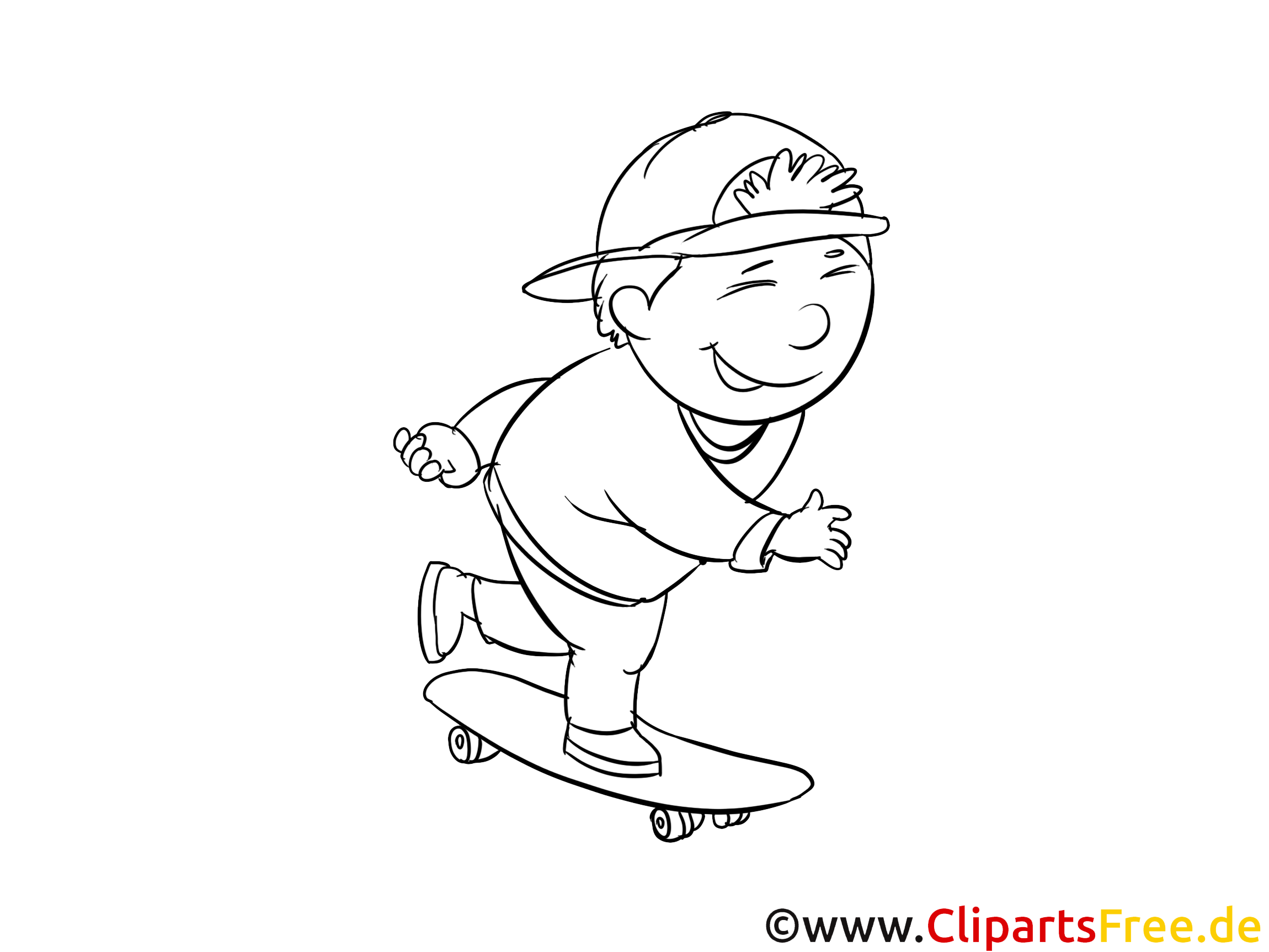 Skateboard clip art gratuit – Maternelle à colorier