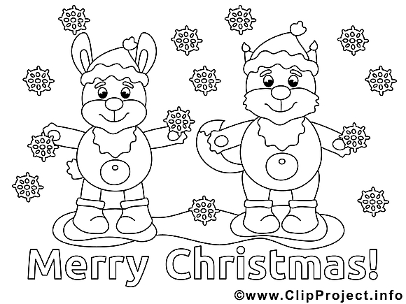 Animaux clip art gratuit – Noël à colorier