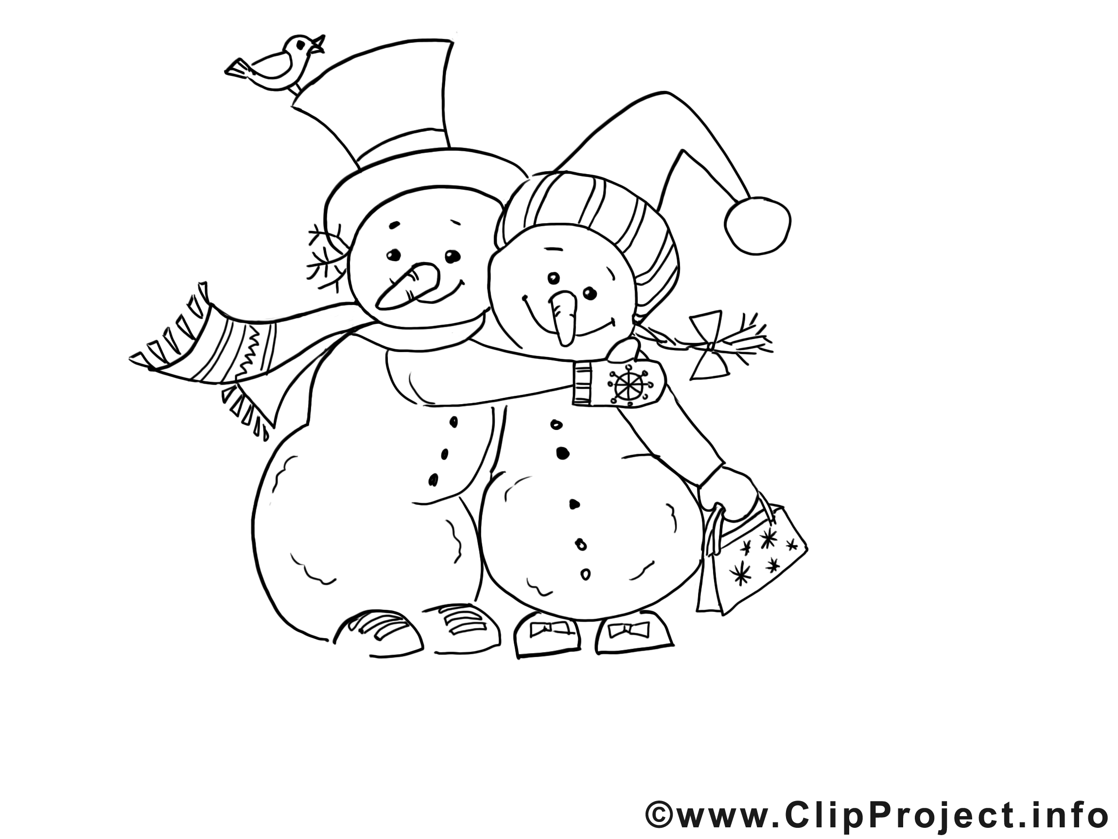 Bonhommes de neige image – Noël images à colorier