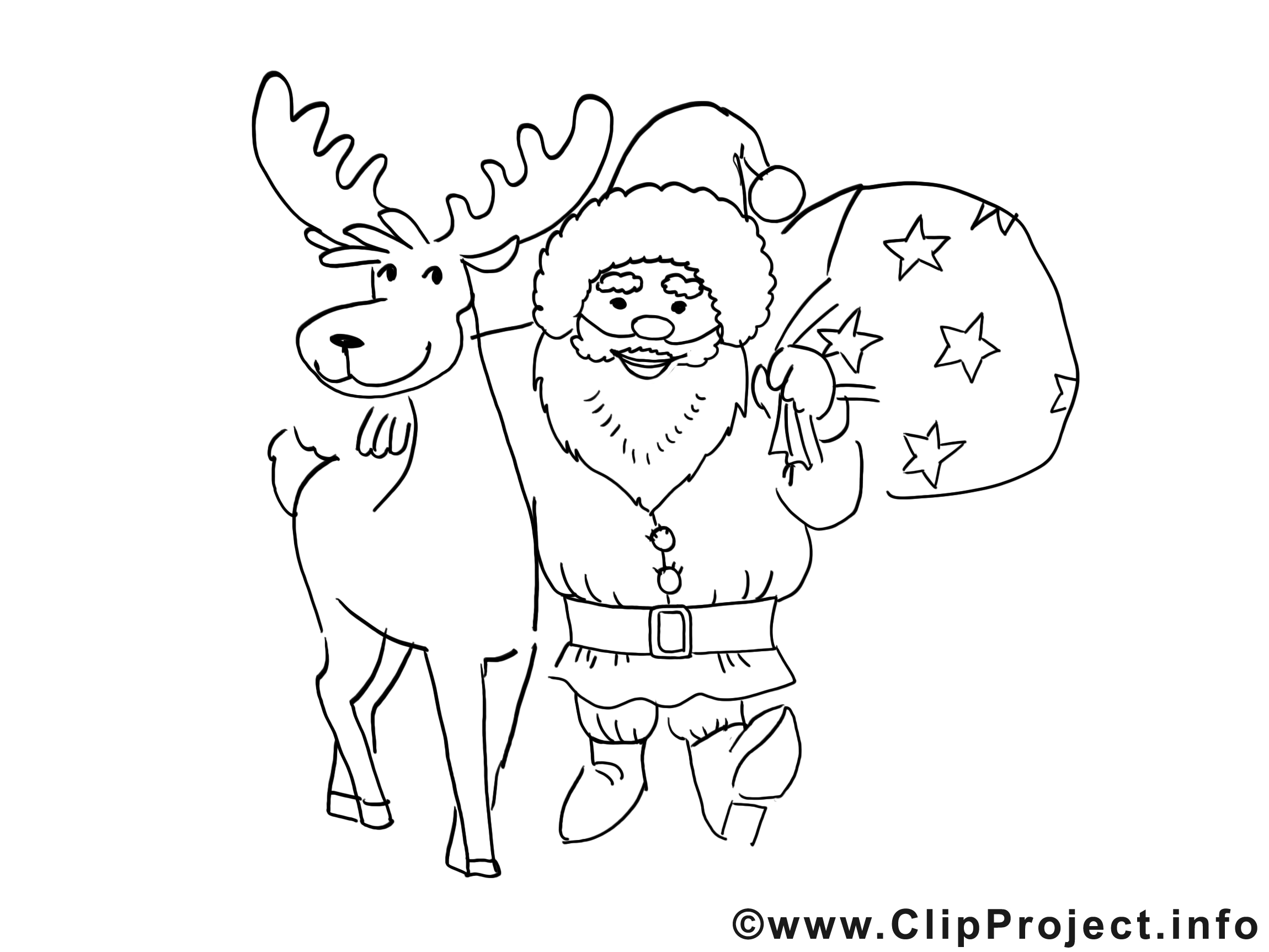 Renne clipart – Noël dessins à colorier