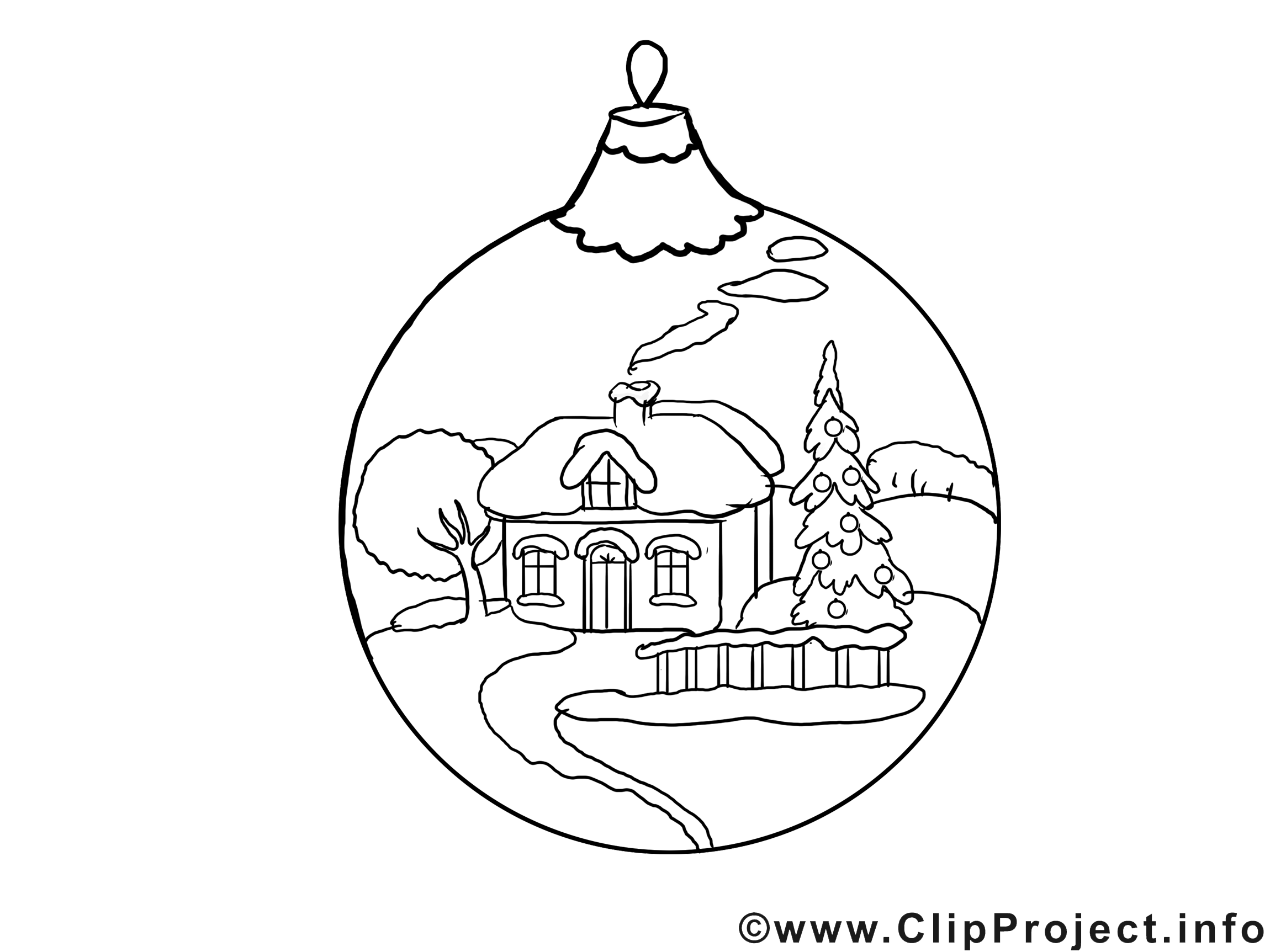 Boule maison illustration – Nouvel an à imprimer