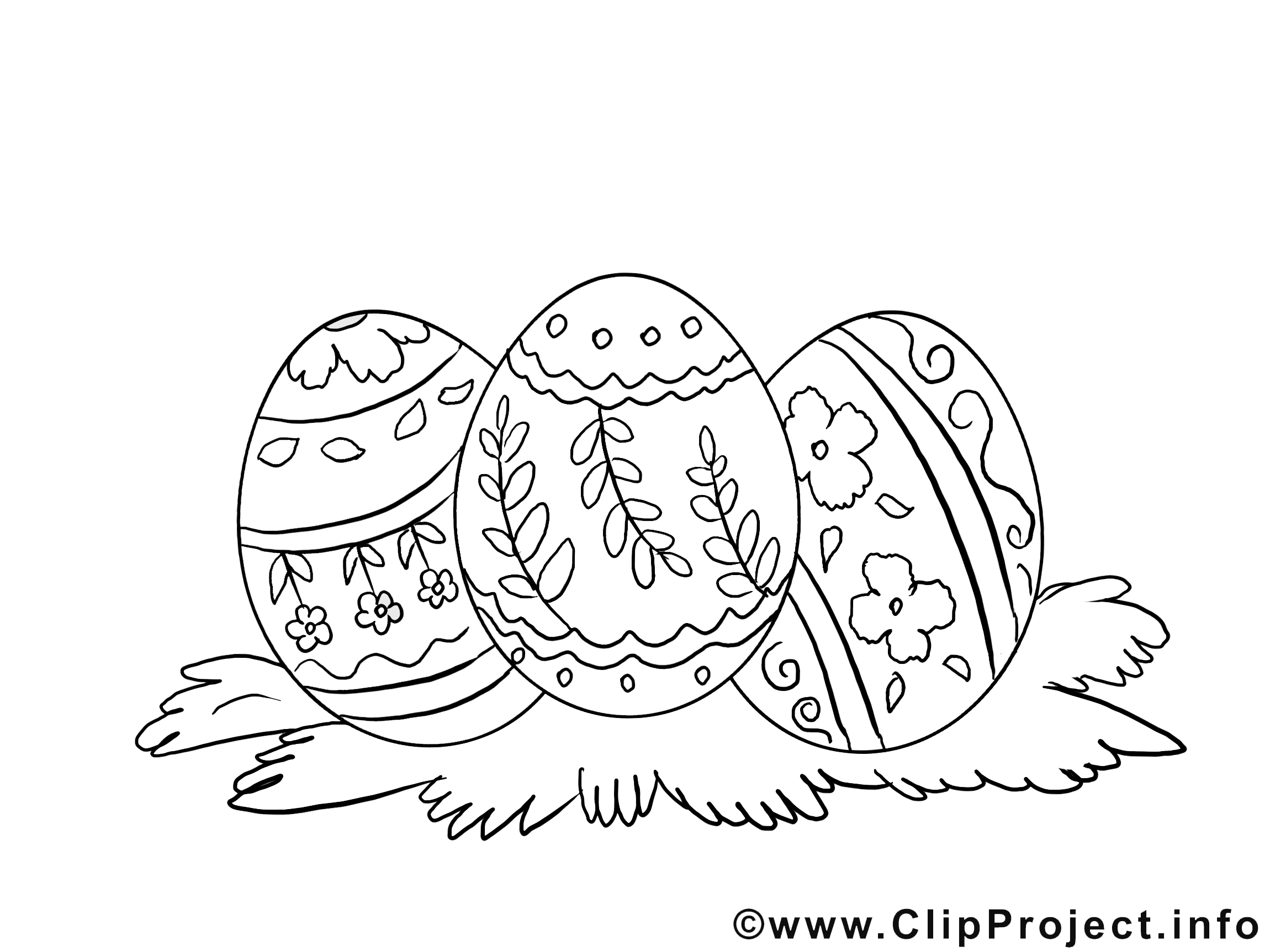 Clip art gratuit oeufs – Pâques à colorier