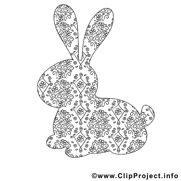Coloriage lapin pâques illustration à télécharger