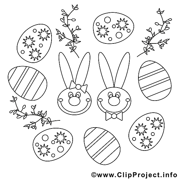 Décoration clip art gratuit – Pâques à colorier