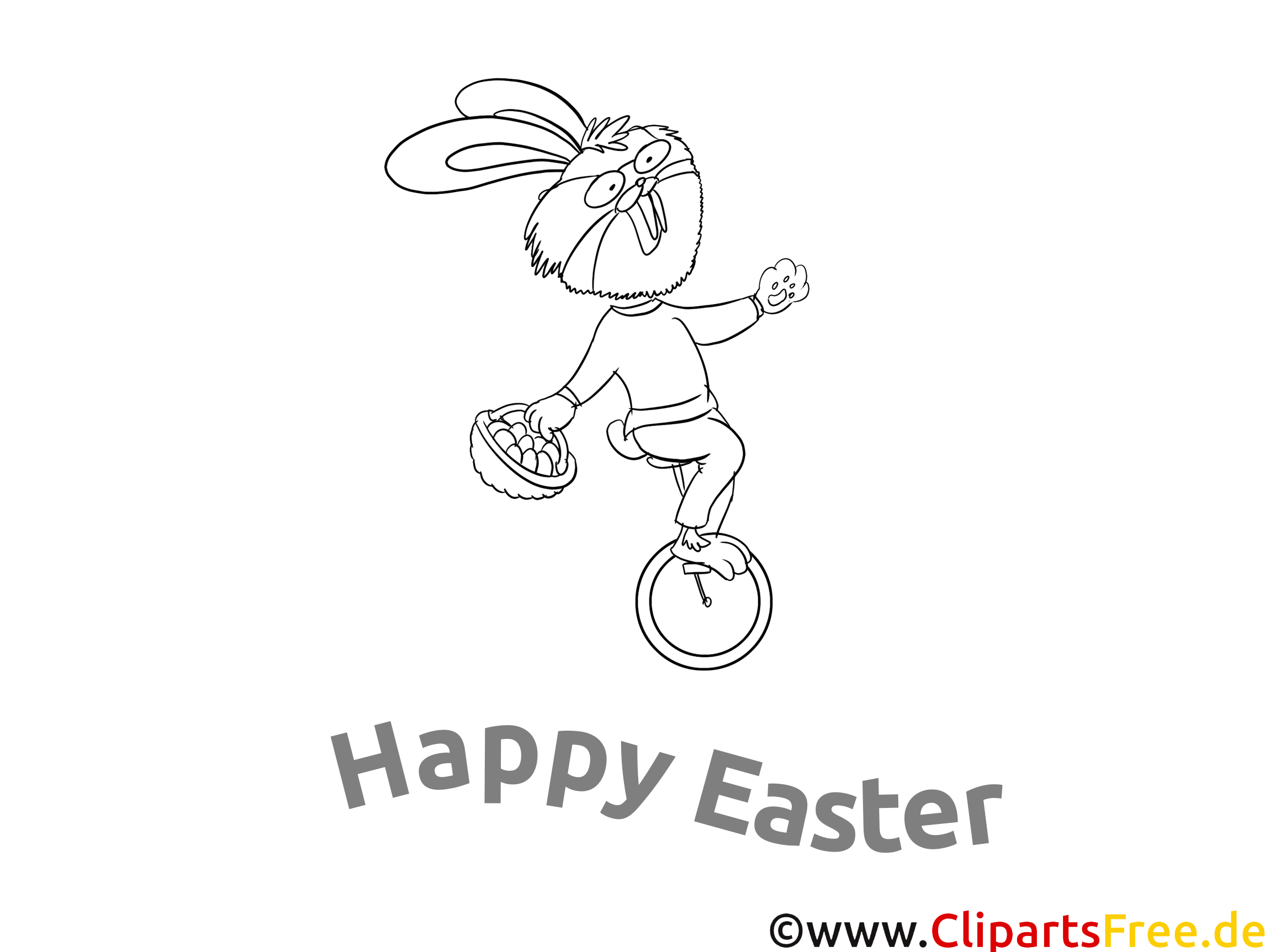 Monocycle lapin dessin gratuit – Pâques à colorier