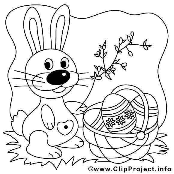 Panier clipart – Pâques dessins à colorier