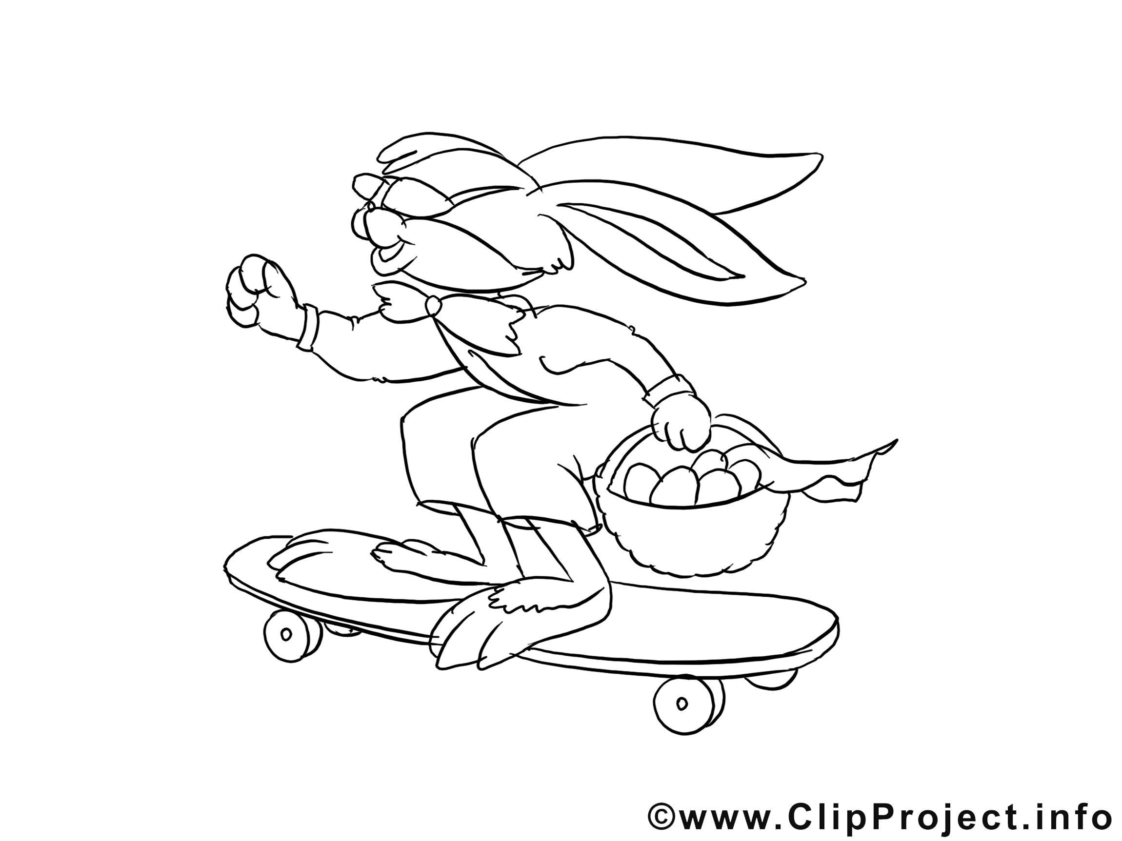 Skateboard clipart gratuit – Pâques à colorier