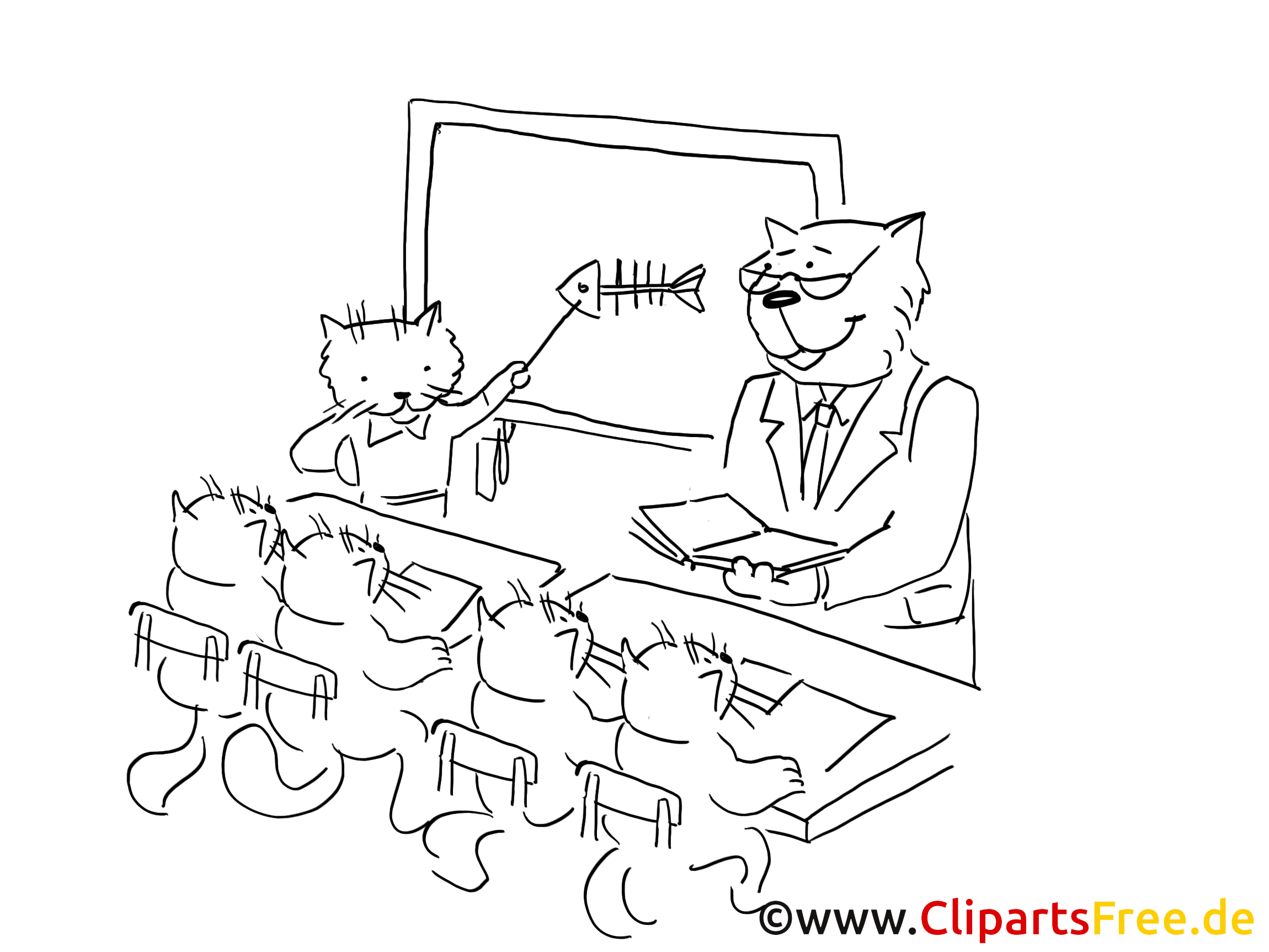 École clip art – Cartoons image à colorier