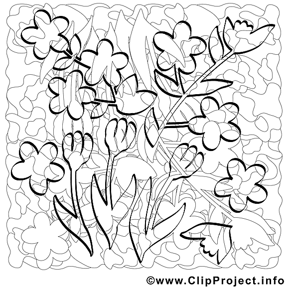 Fleurs clip art – Printemps image à colorier