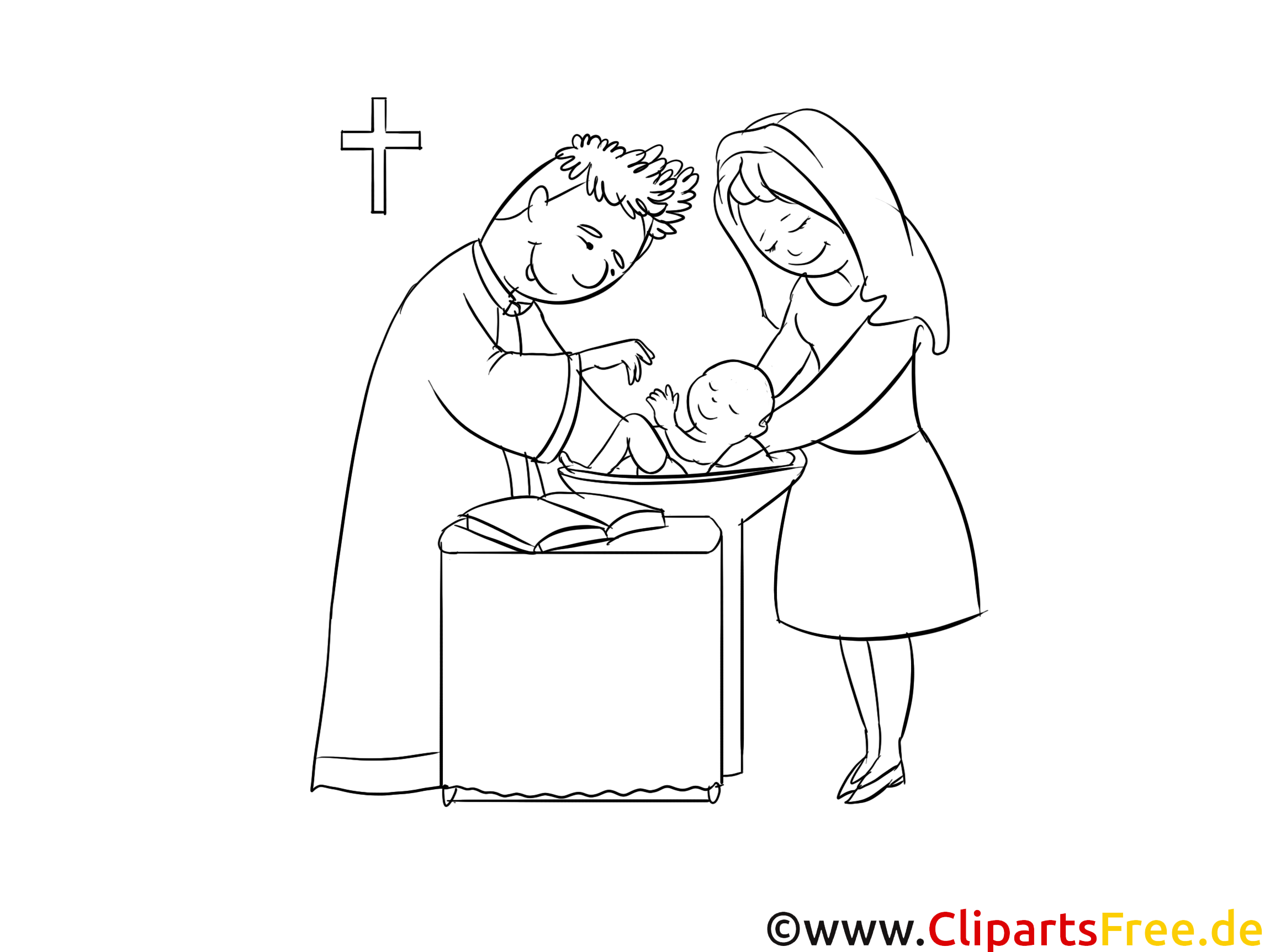 Prêtre clip art – Baptême image à colorier
