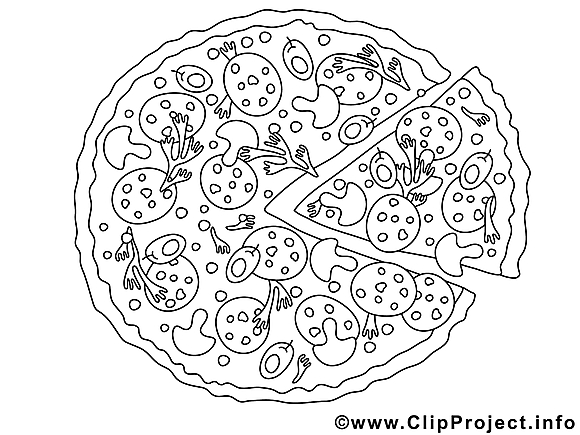 Pizza dessin à télécharger – Cuisine à colorier