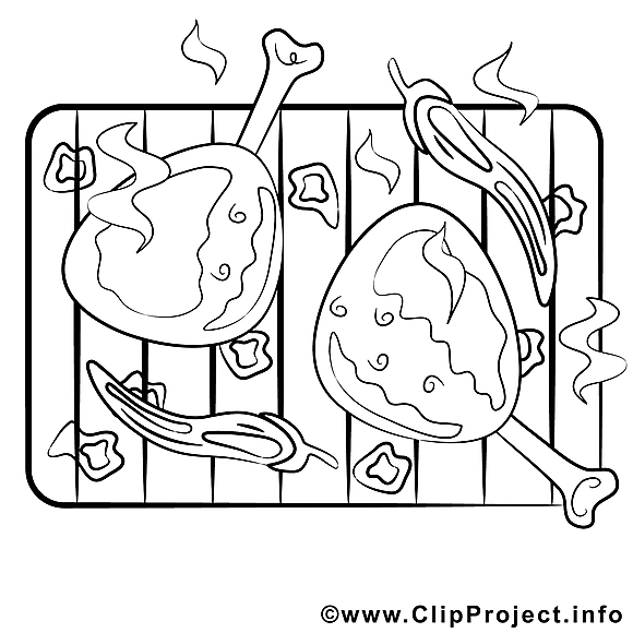 Viande grillée clipart – Cuisine dessins à colorier