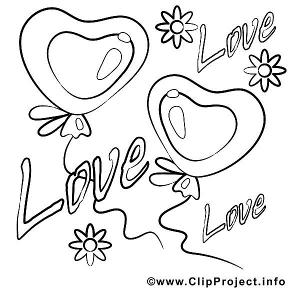 Amour clip art gratuit – Saint-valentin à colorier