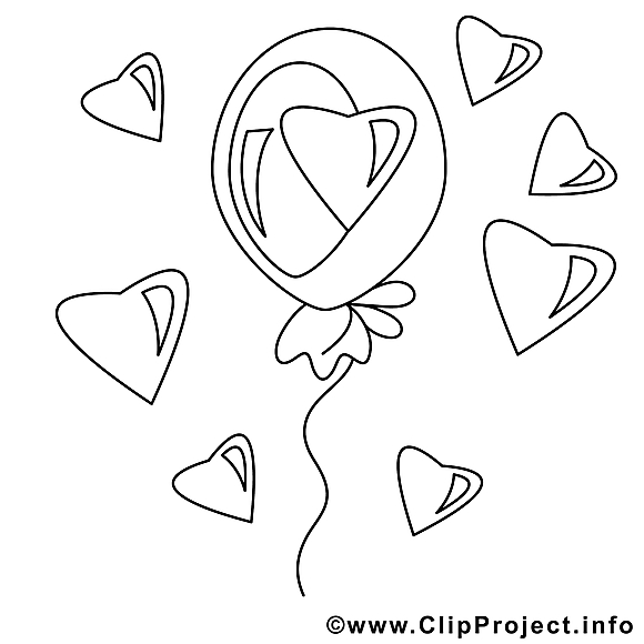 Ballon clip art – Saint-valentin image à colorier