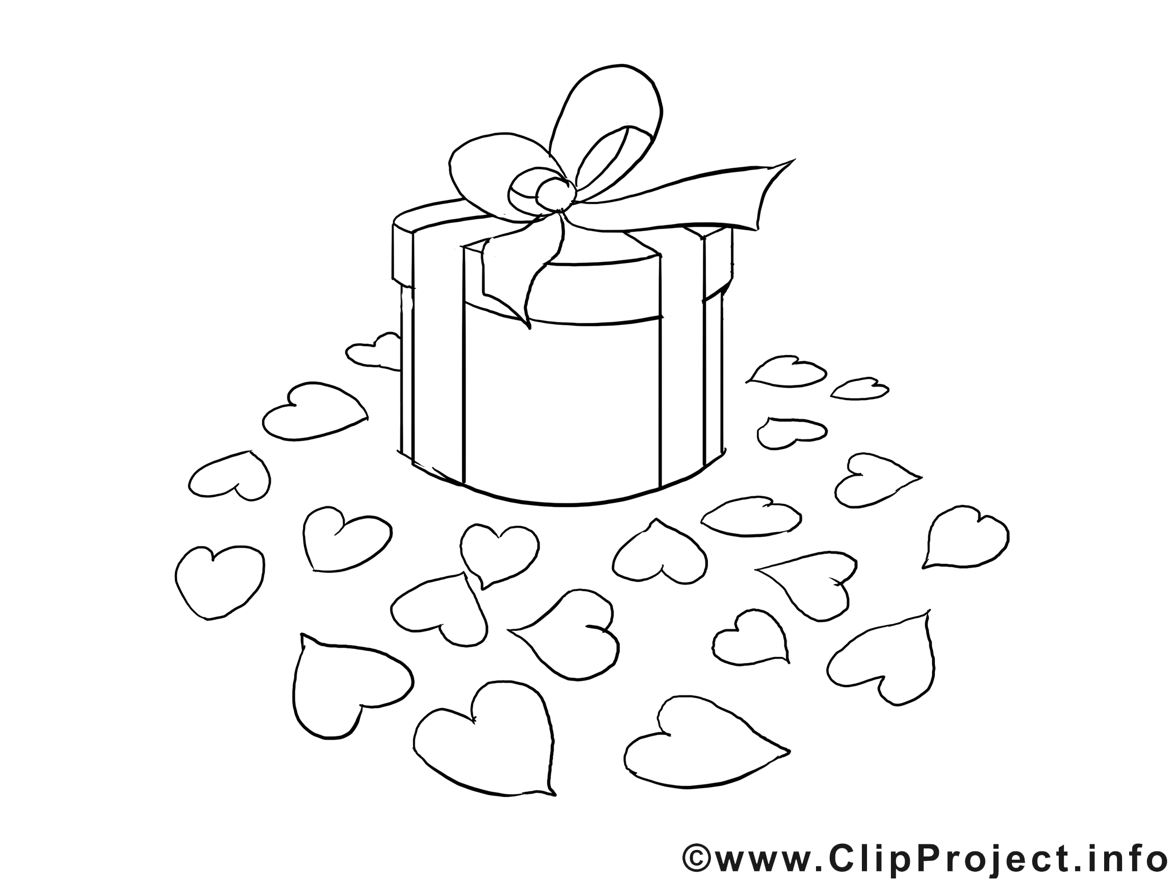 Cadeau clipart gratuit – Saint-valentin à colorier