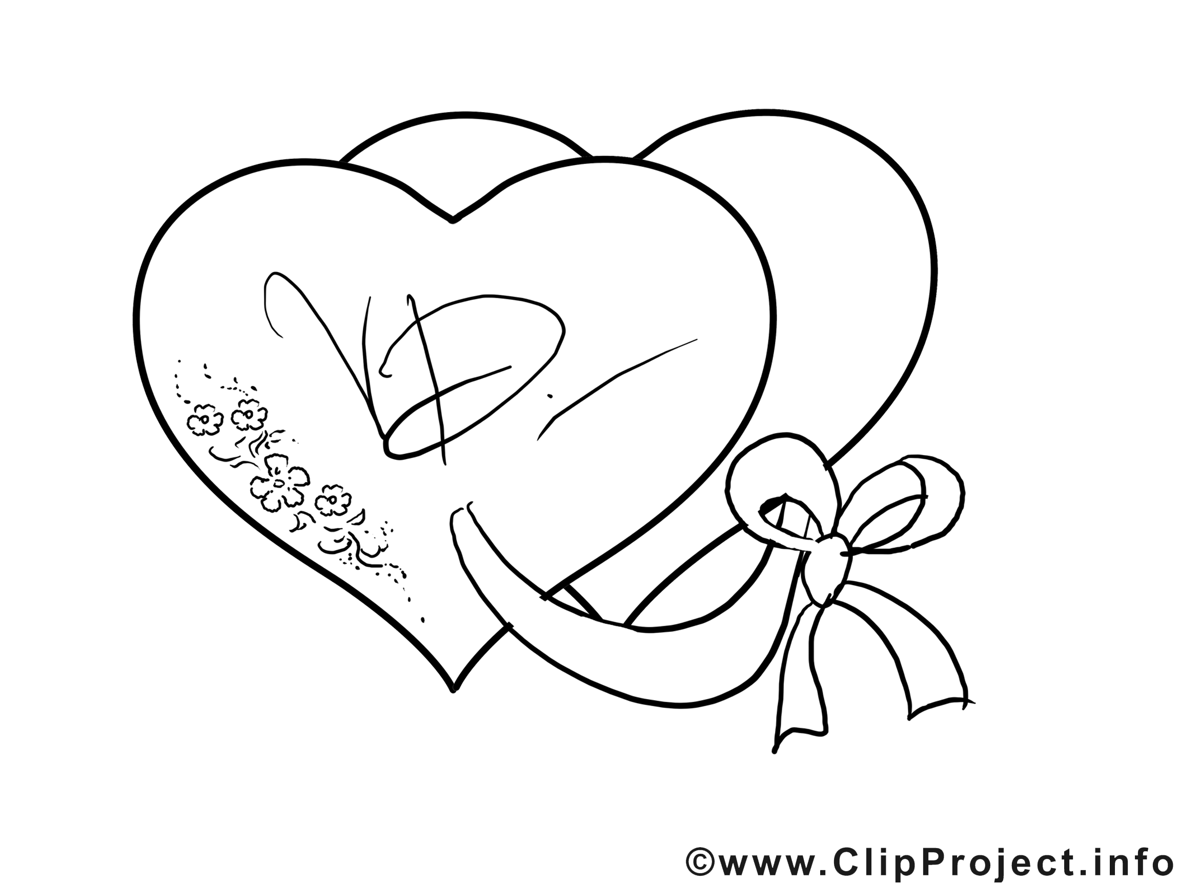 Clip art gratuit coeurs – Saint-valentin à colorier