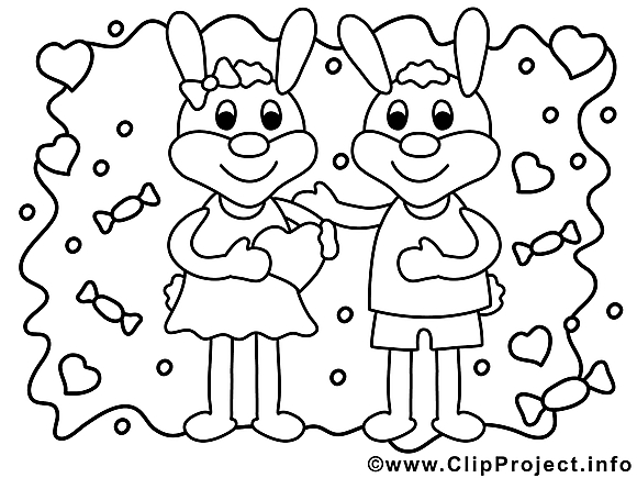 Coloriage lapins illustration à télécharger