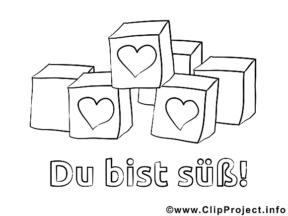Cubes clip art – Saint-valentin image à colorier