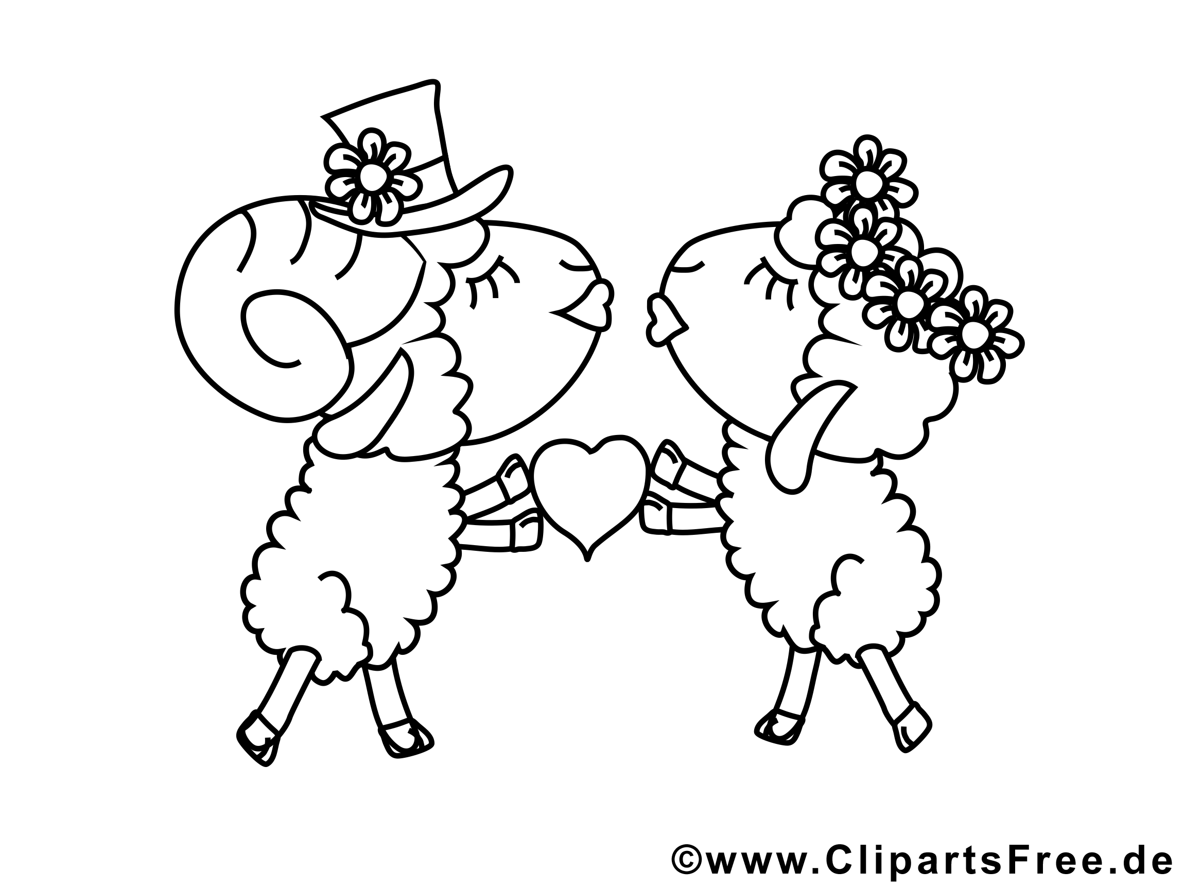 Moutons image – Coloriage saint-valentin illustration