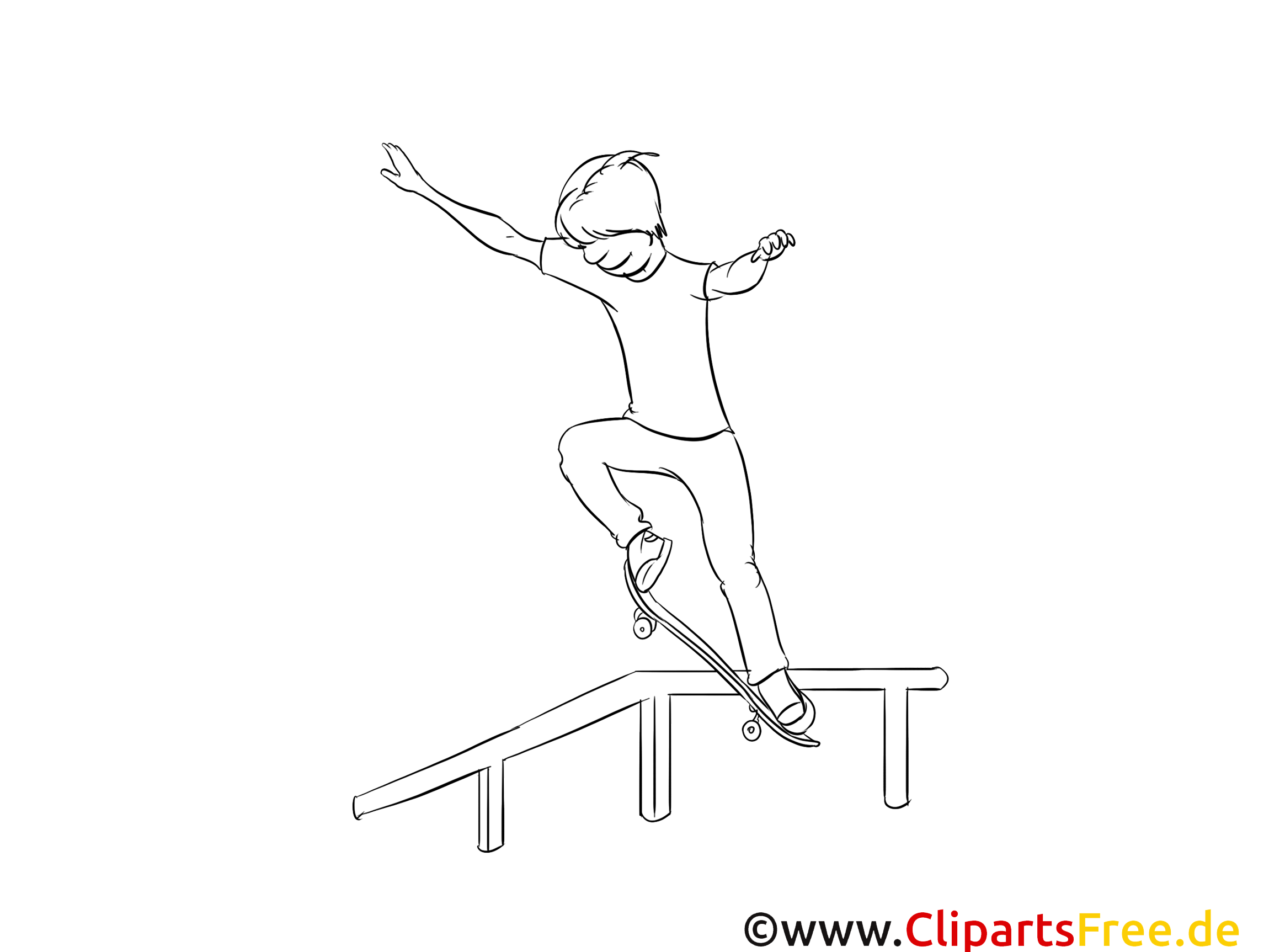 Skateboard clipart gratuit – Sport à colorier