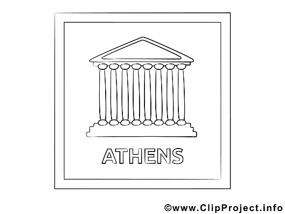 Athénes dessin gratuit – Voyage à colorier