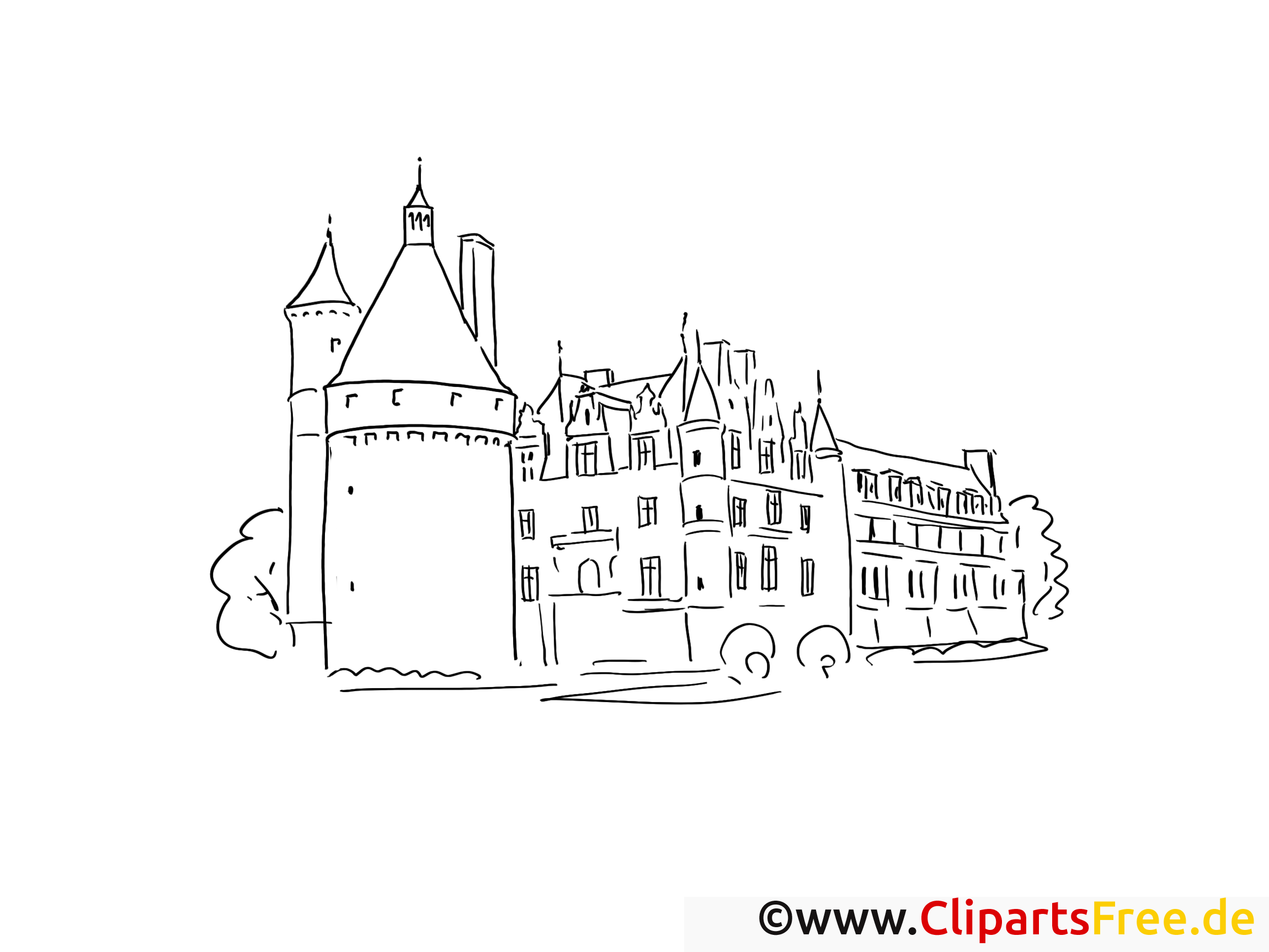 Château dessin – Coloriage voyage à télécharger