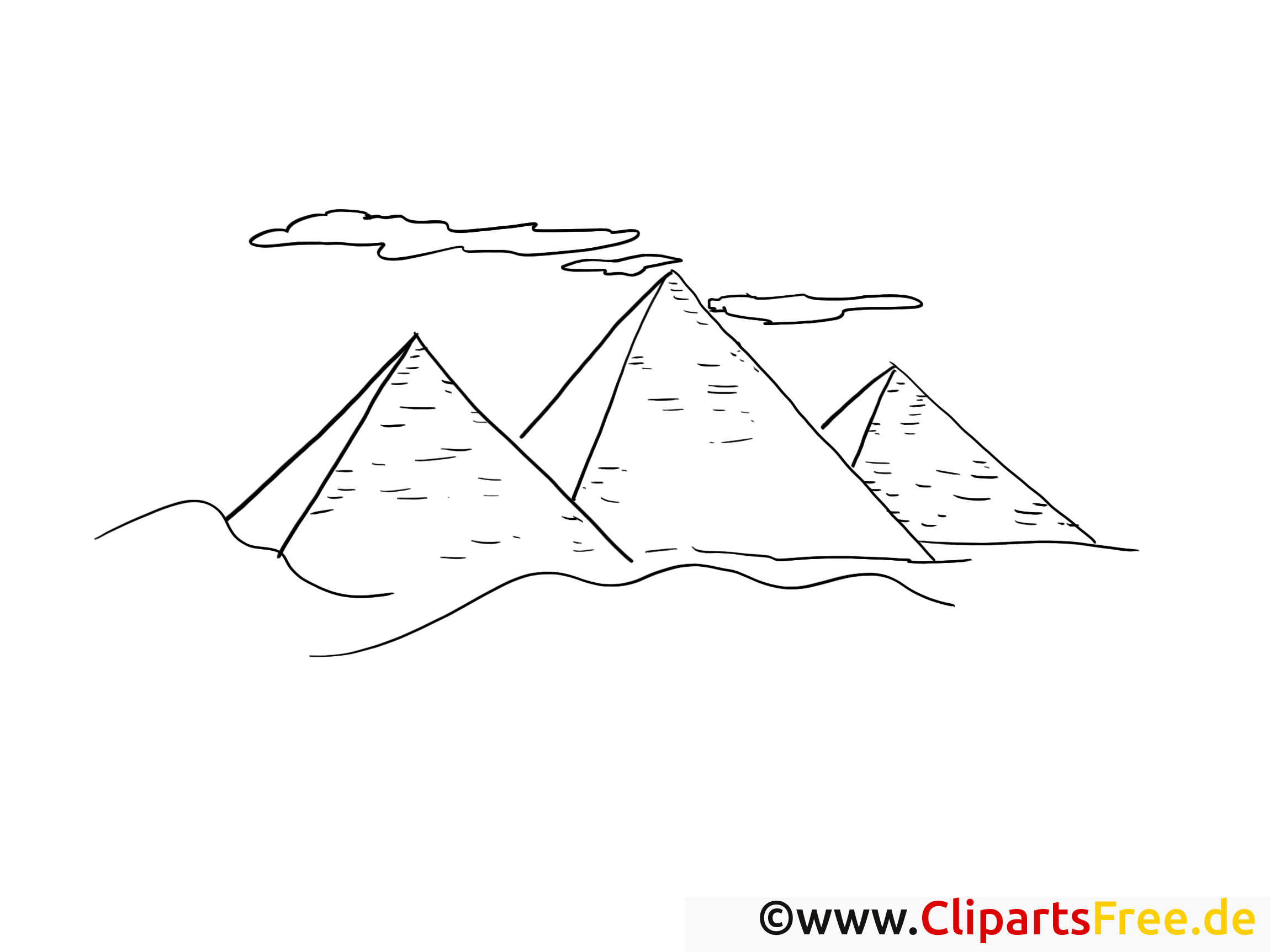 Pyramides clip art gratuit – Voyage à colorier