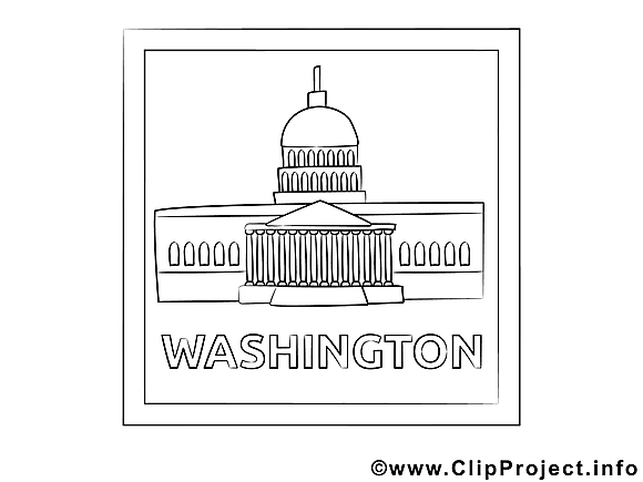 Washington clipart gratuit – Voyage à colorier
