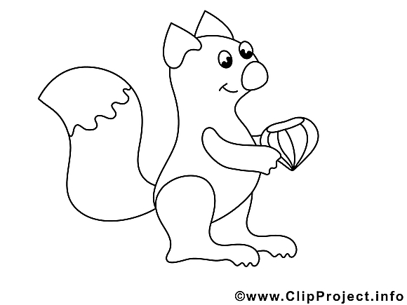 Coloriage écureuil illustration à télécharger