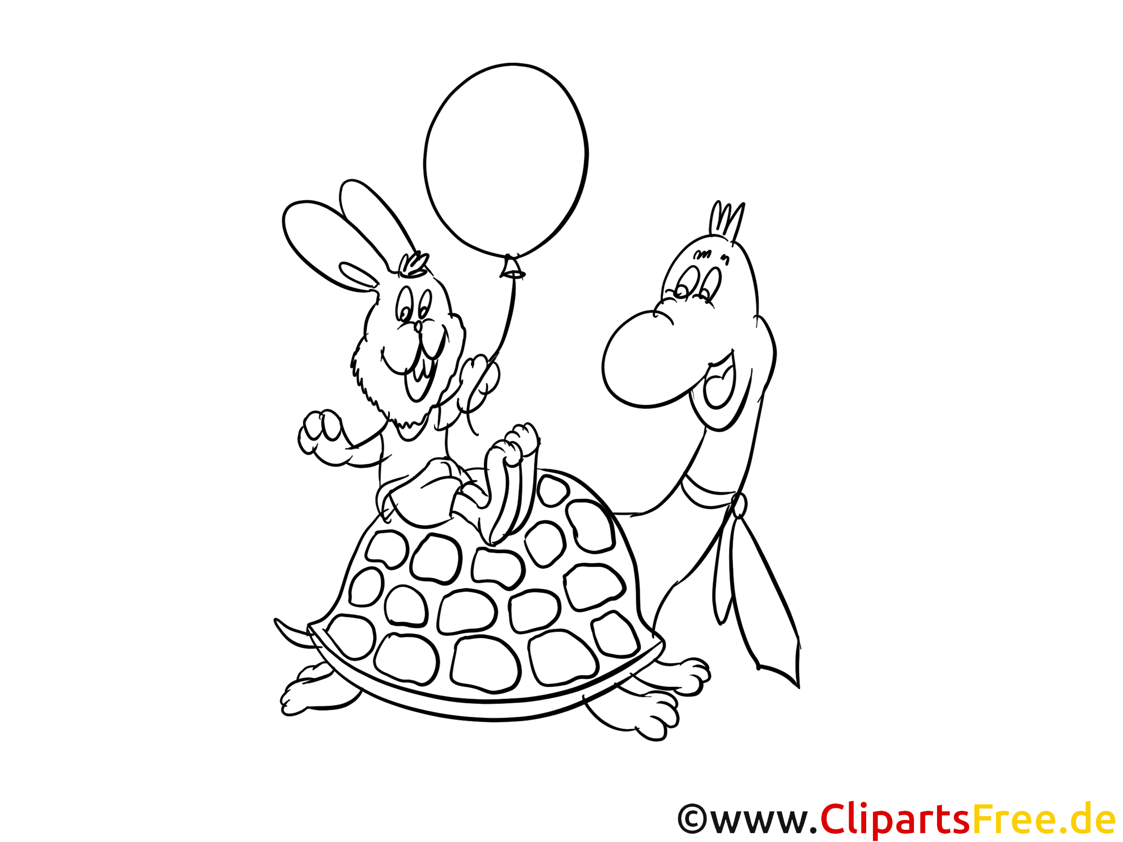 Tortue lapin image – Coloriage zoo illustration