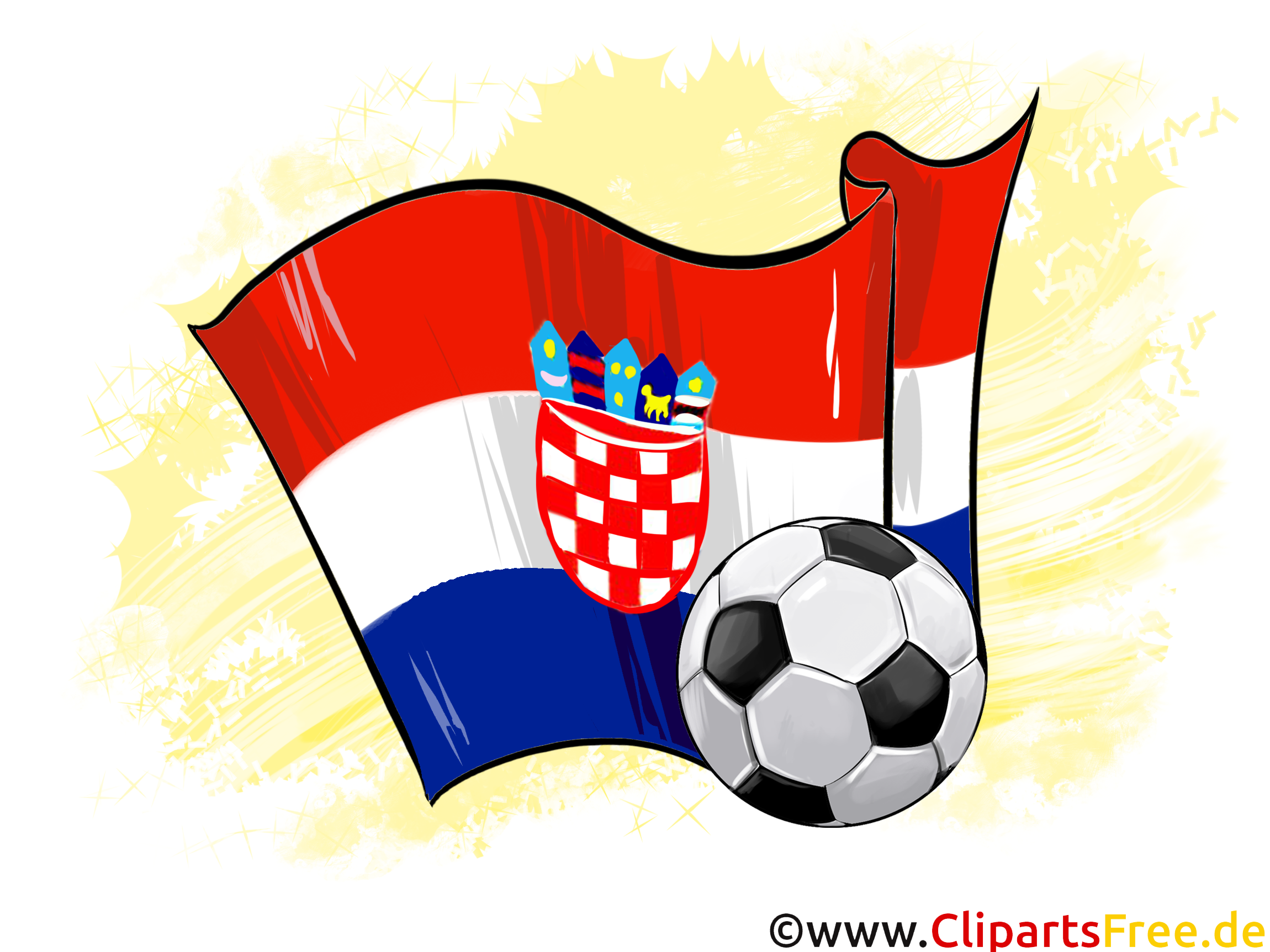 Croatie Drapeau Football Clipart