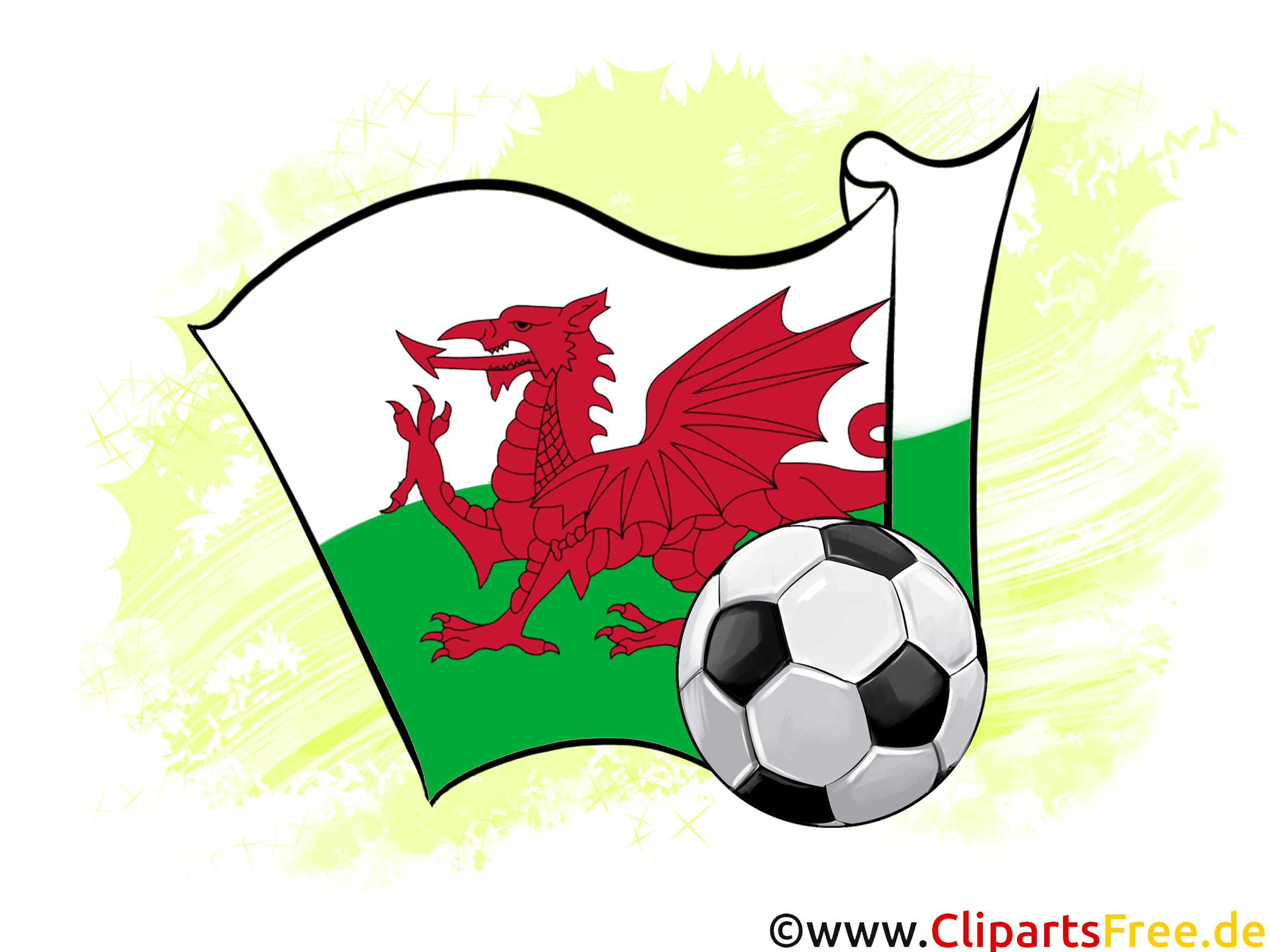 Pays de Galles Drapeau Image Football gratuit pour télécharger