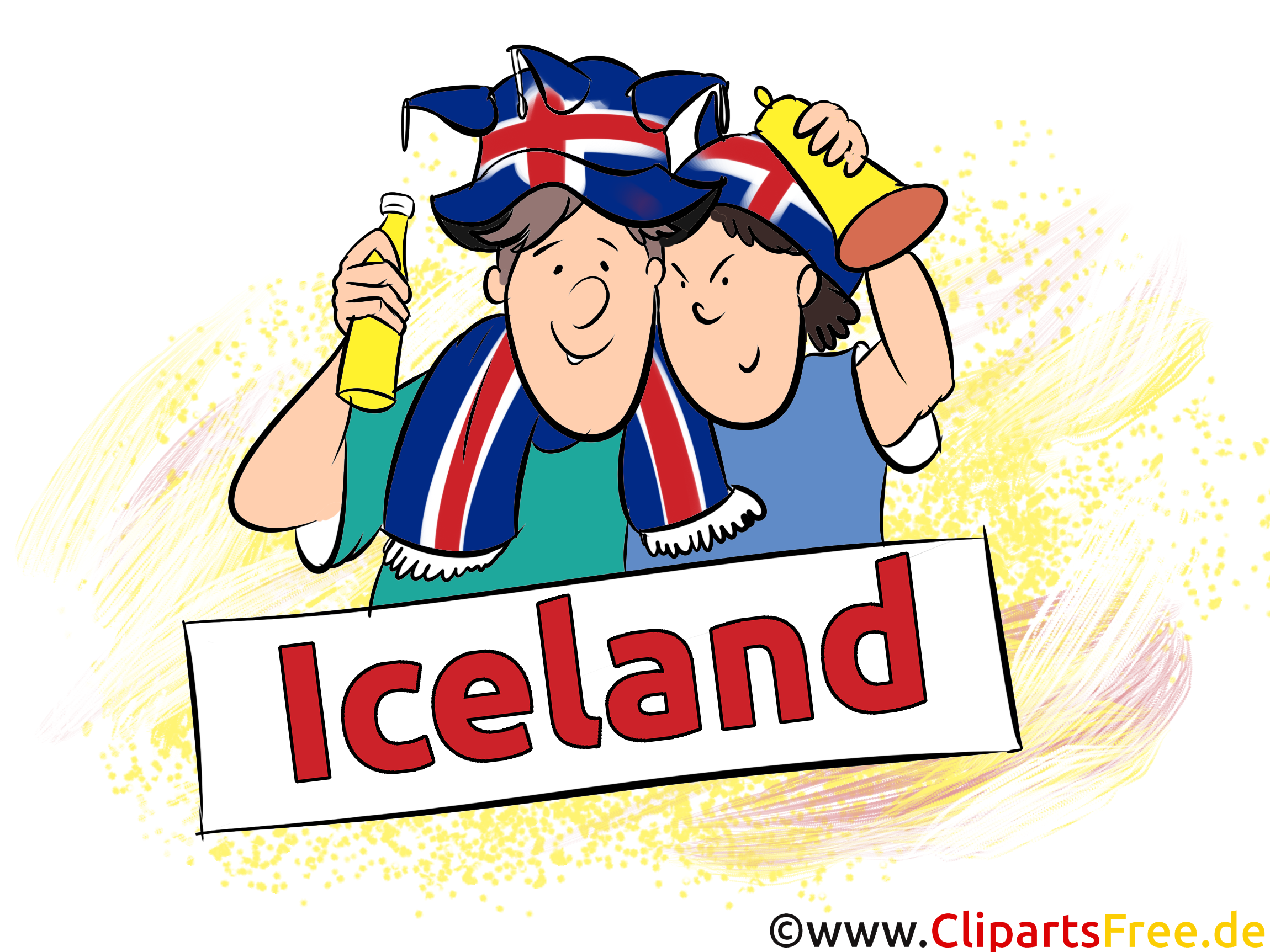Fans Football Clipart Joueur Islande sur le Terrain