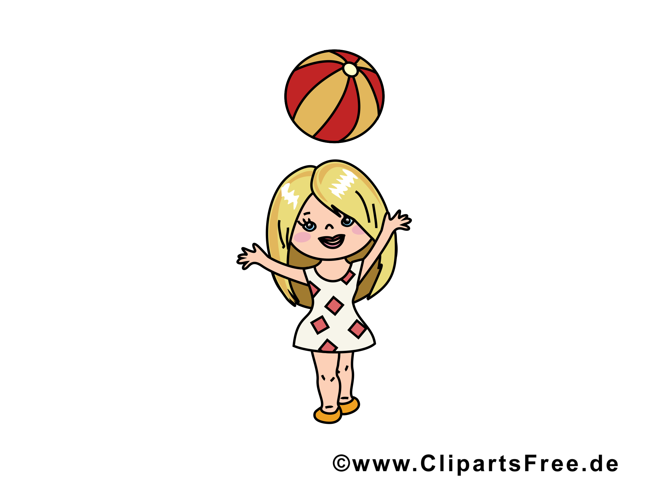 Balle clip arts gratuits - Petite fille illustrations
