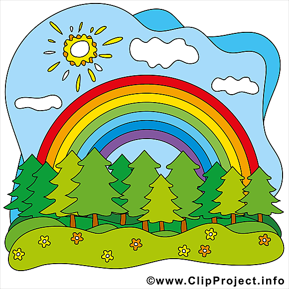 Arc-en-ciel soleil  clip art gratuit – Été dessin