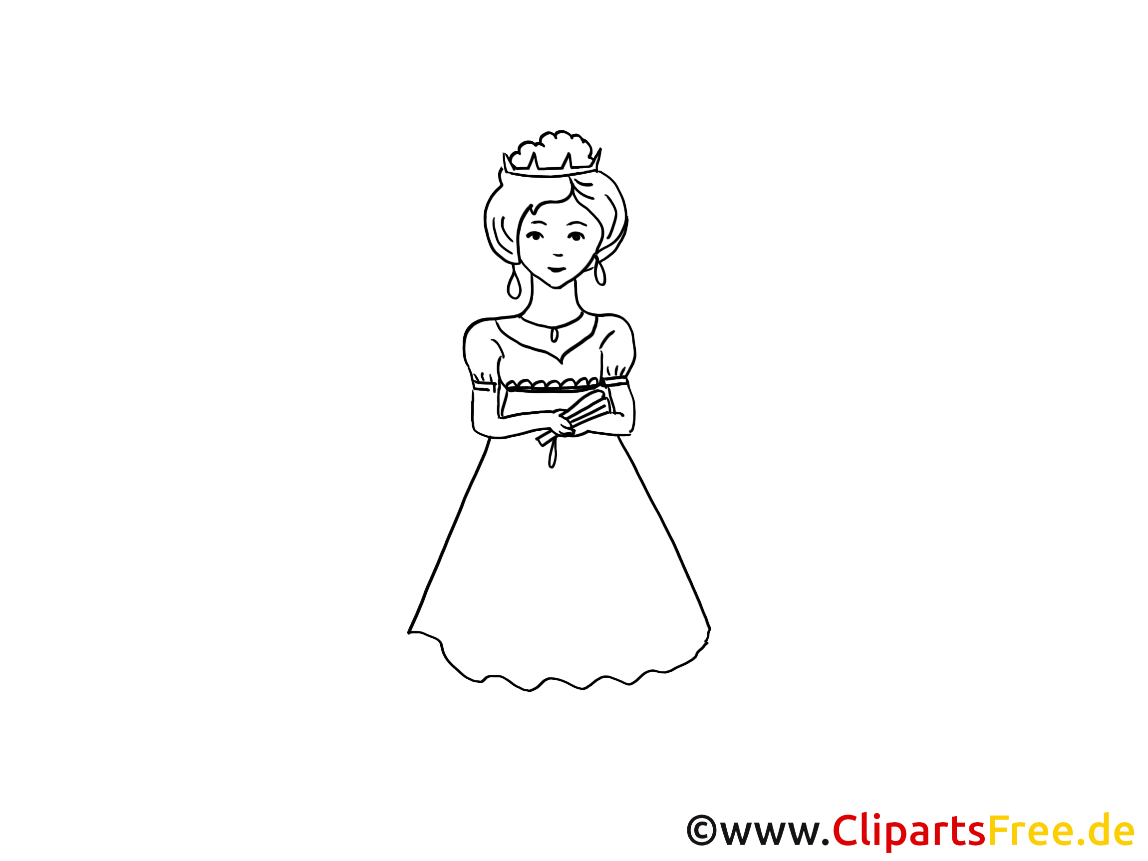 Image à colorier princesse – Conte de fées illustration