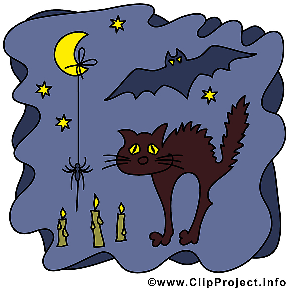 Chat noir nuit images gratuites – Halloween clipart