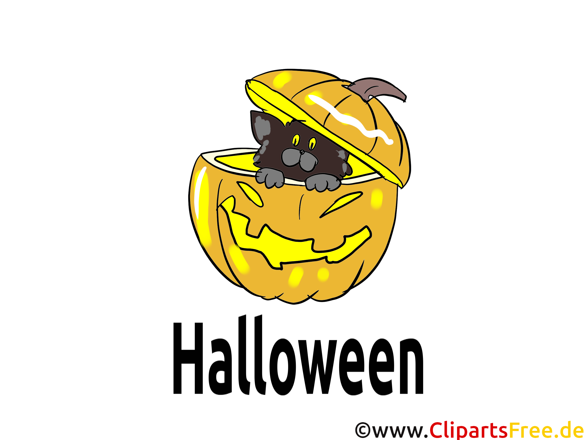 Citrouille chat dessins gratuits - Halloween clipart