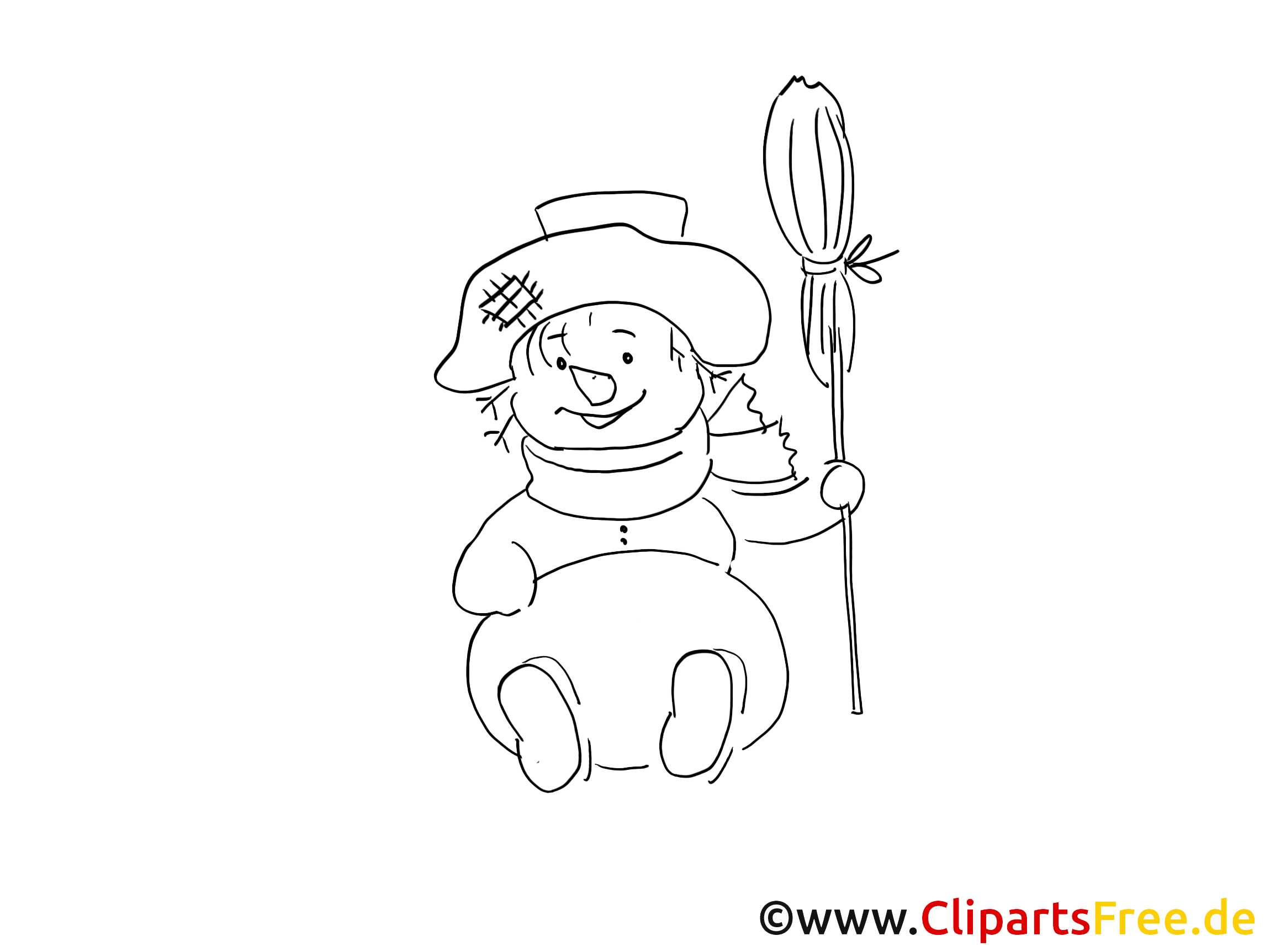 Clipart à colorier bonhomme de neige - Hiver dessins