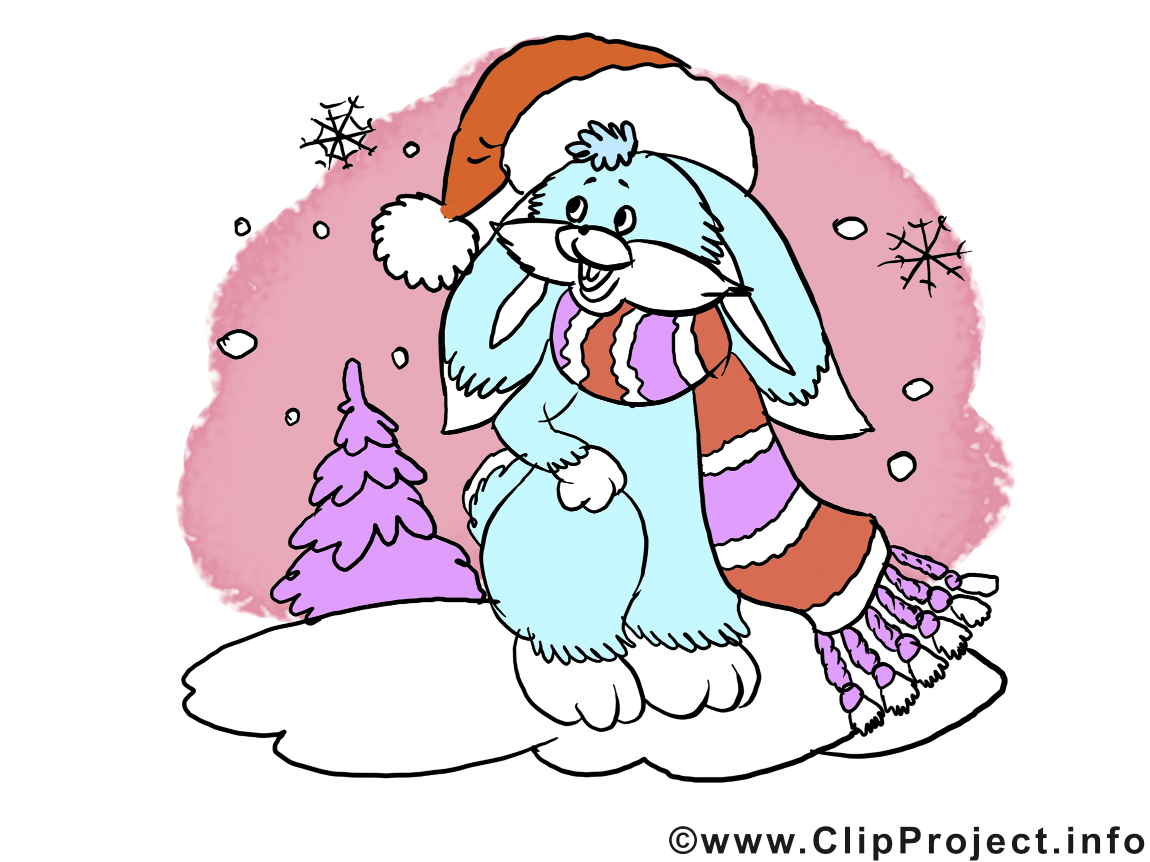 Lapin hiver dessins gratuits – Hiver clipart