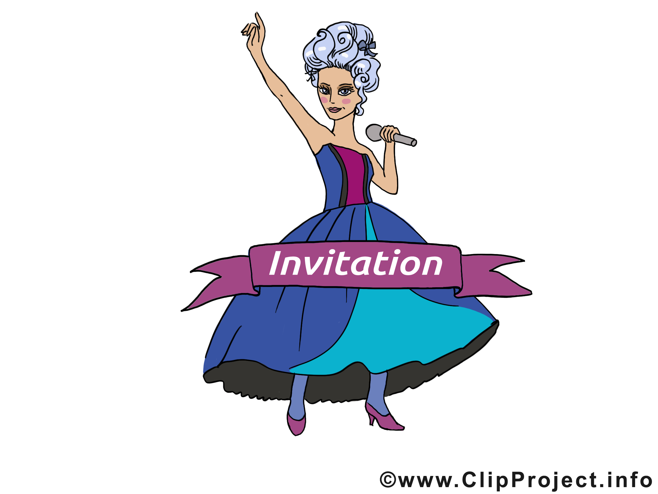 Chanteuse clip arts gratuits - Invitation illustrations