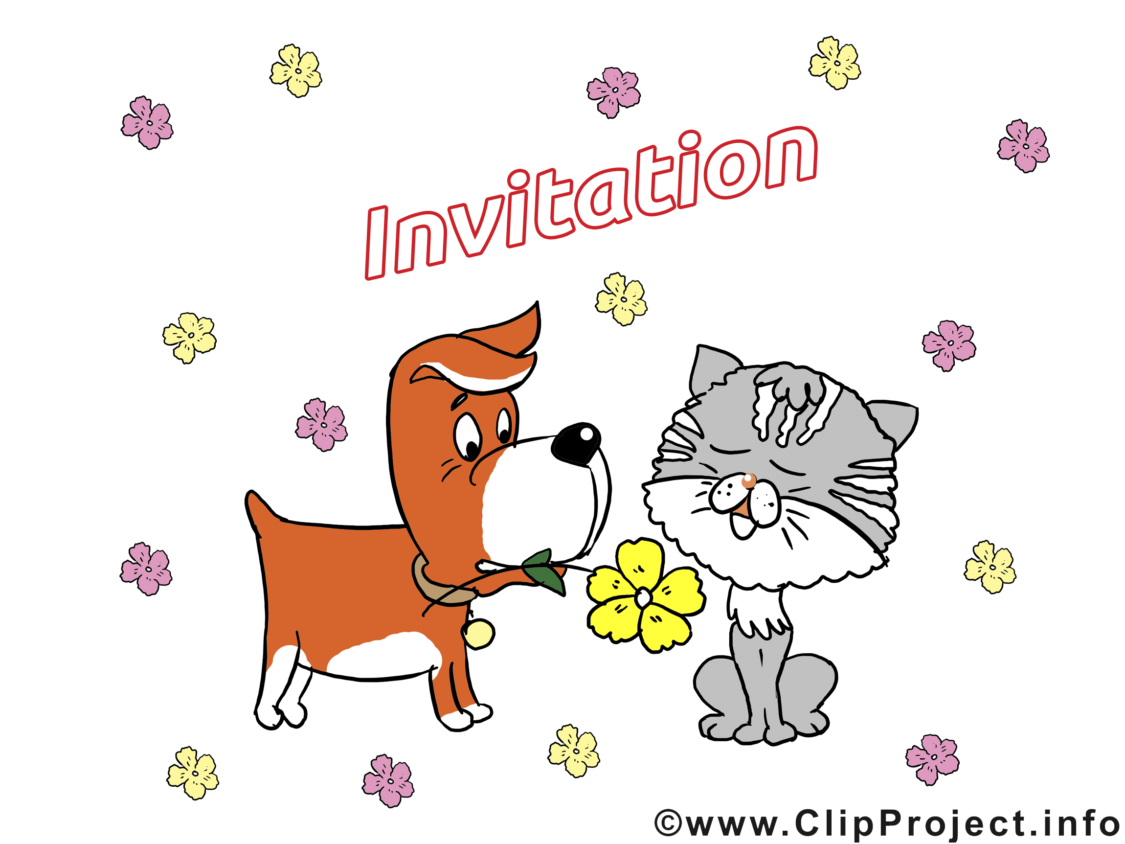 Chien chat image gratuite - Invitation illustration