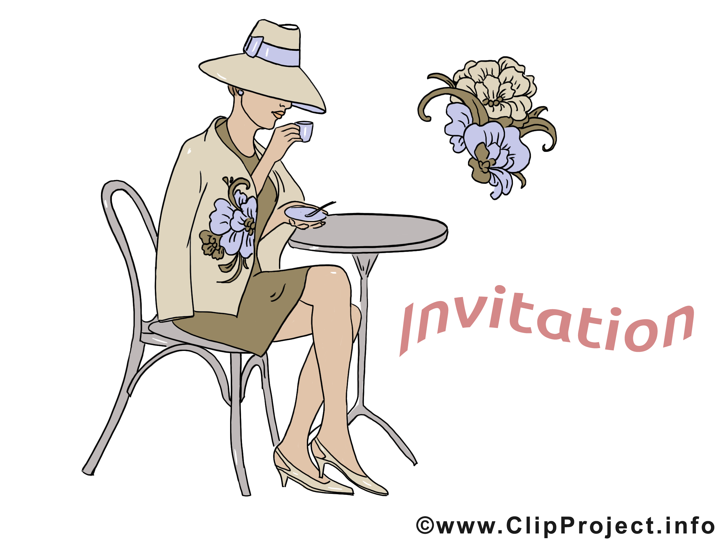 Femme dessin - Invitation clip arts gratuits