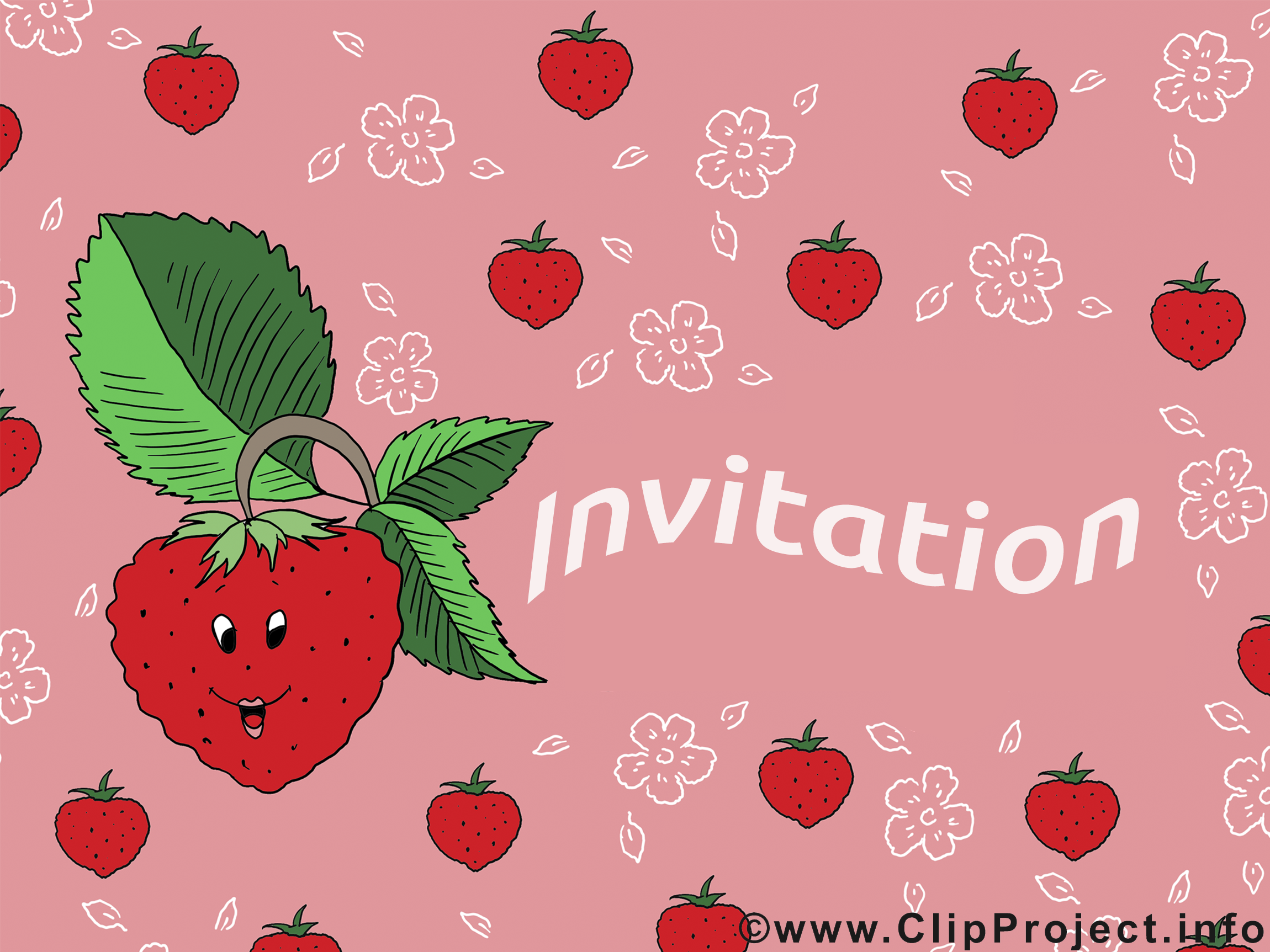 Fraise dessin - Invitation cliparts à télécharger