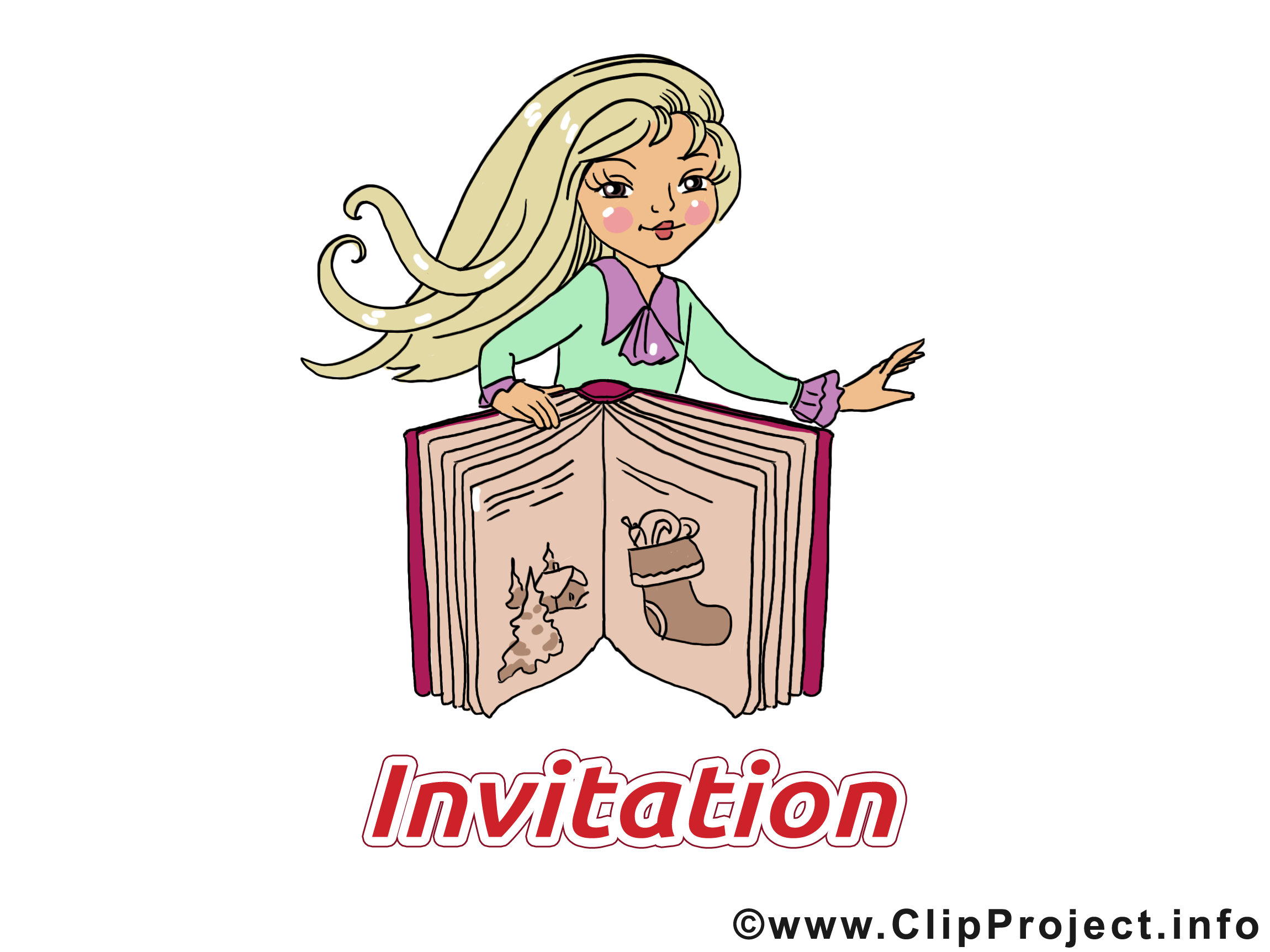 Livre blonde illustration - Invitation images